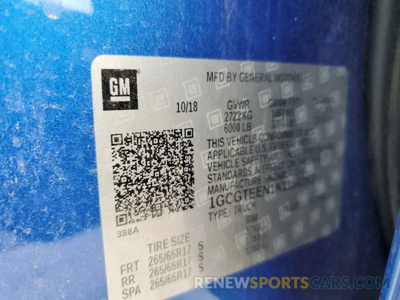 13 Photograph of a damaged car 1GCGTEEN1K1150283 CHEVROLET COLORADO 2019