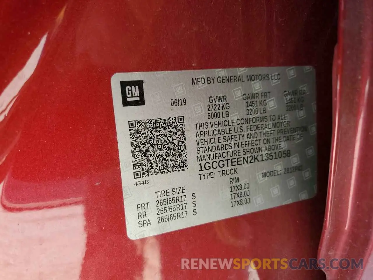 15 Photograph of a damaged car 1GCGTEEN2K1351058 CHEVROLET COLORADO 2019