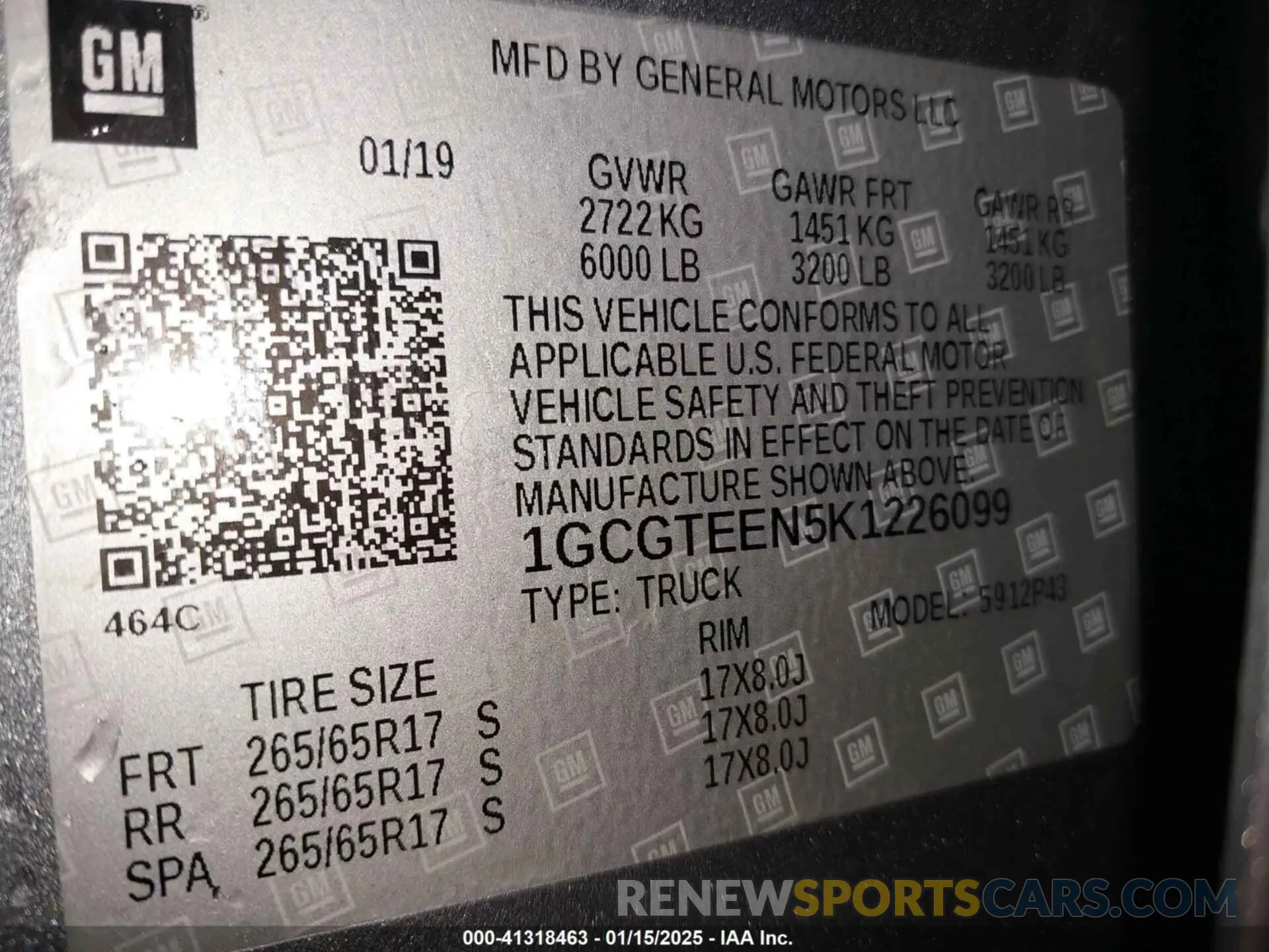 9 Photograph of a damaged car 1GCGTEEN5K1226099 CHEVROLET COLORADO 2019