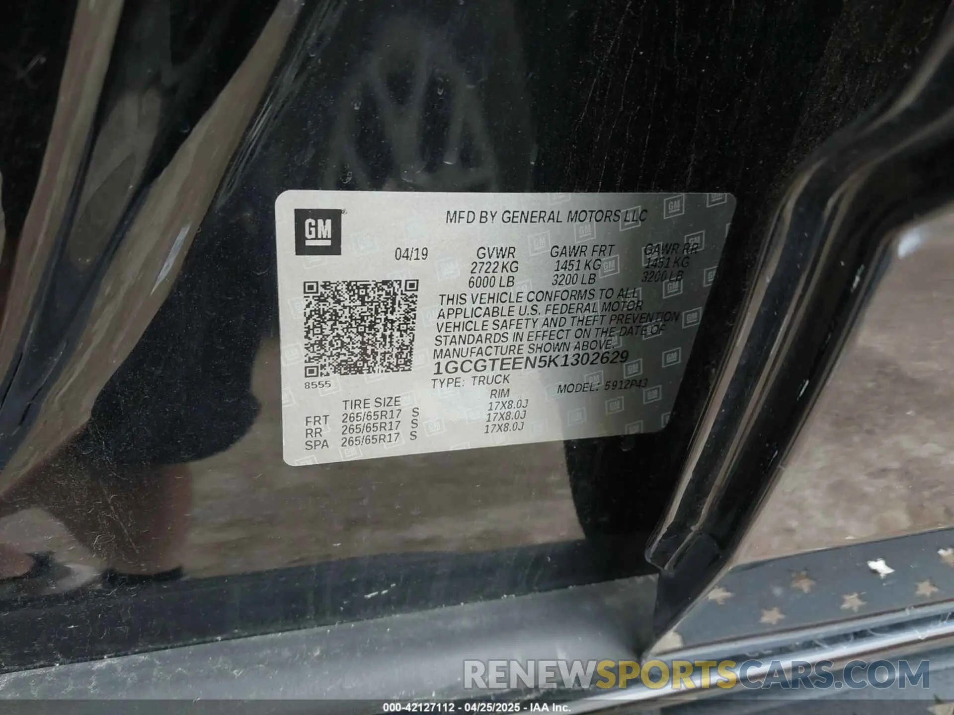 9 Photograph of a damaged car 1GCGTEEN5K1302629 CHEVROLET COLORADO 2019