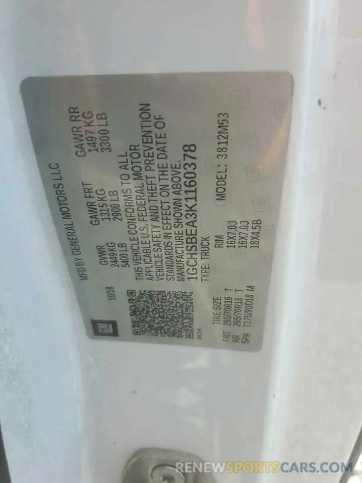 14 Photograph of a damaged car 1GCHSBEA3K1160378 CHEVROLET COLORADO 2019