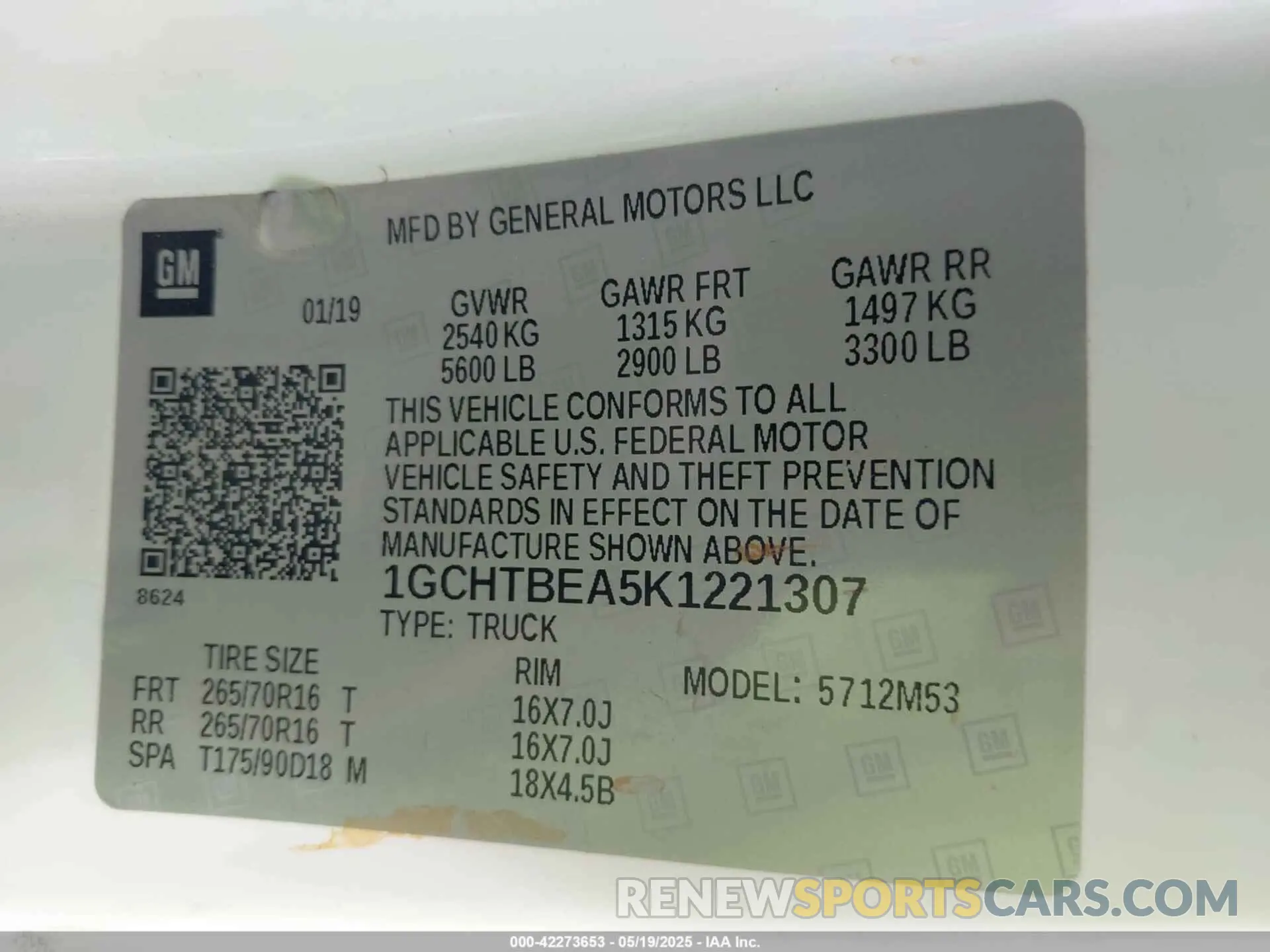 9 Photograph of a damaged car 1GCHTBEA5K1221307 CHEVROLET COLORADO 2019
