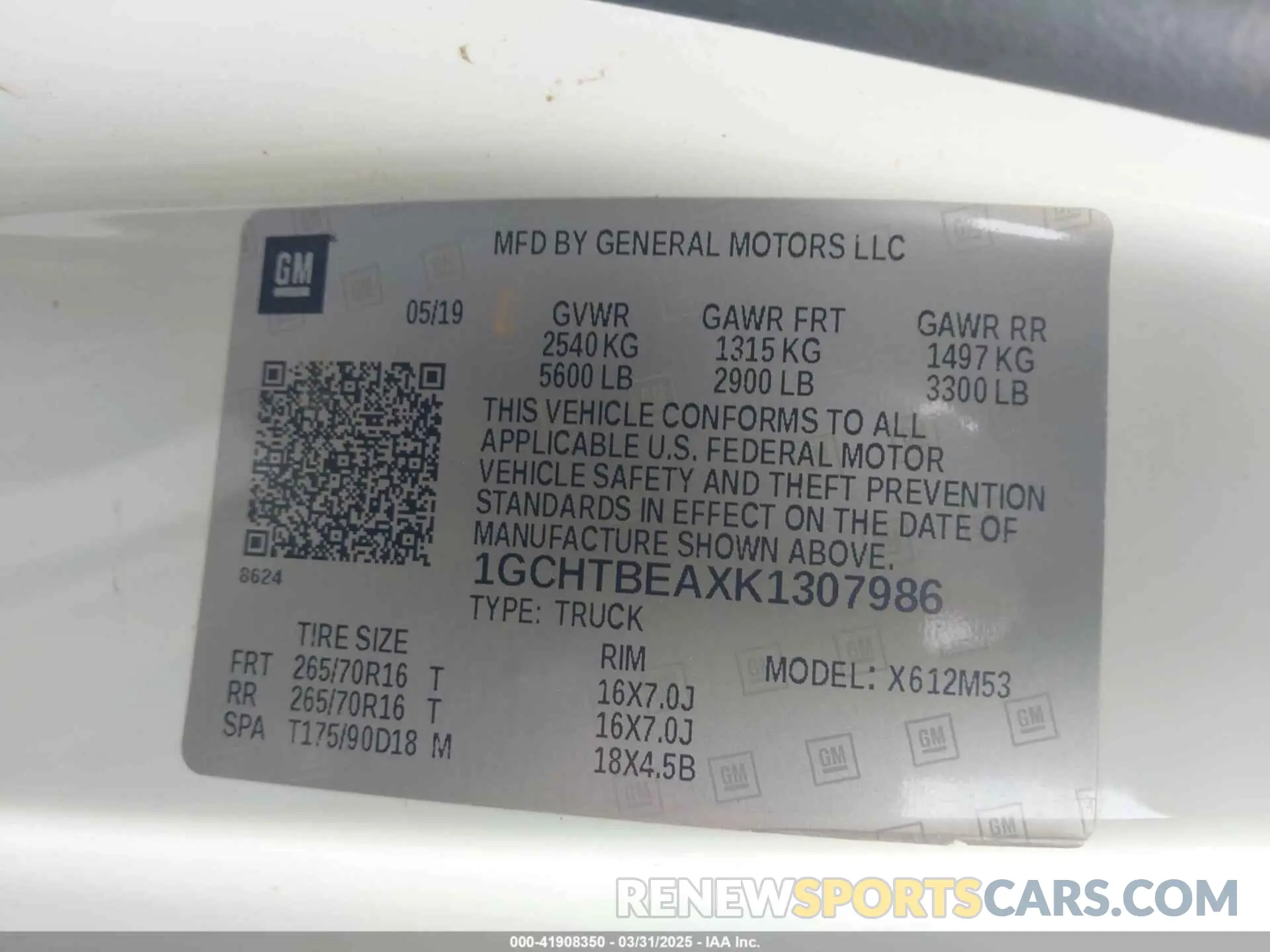9 Photograph of a damaged car 1GCHTBEAXK1307986 CHEVROLET COLORADO 2019