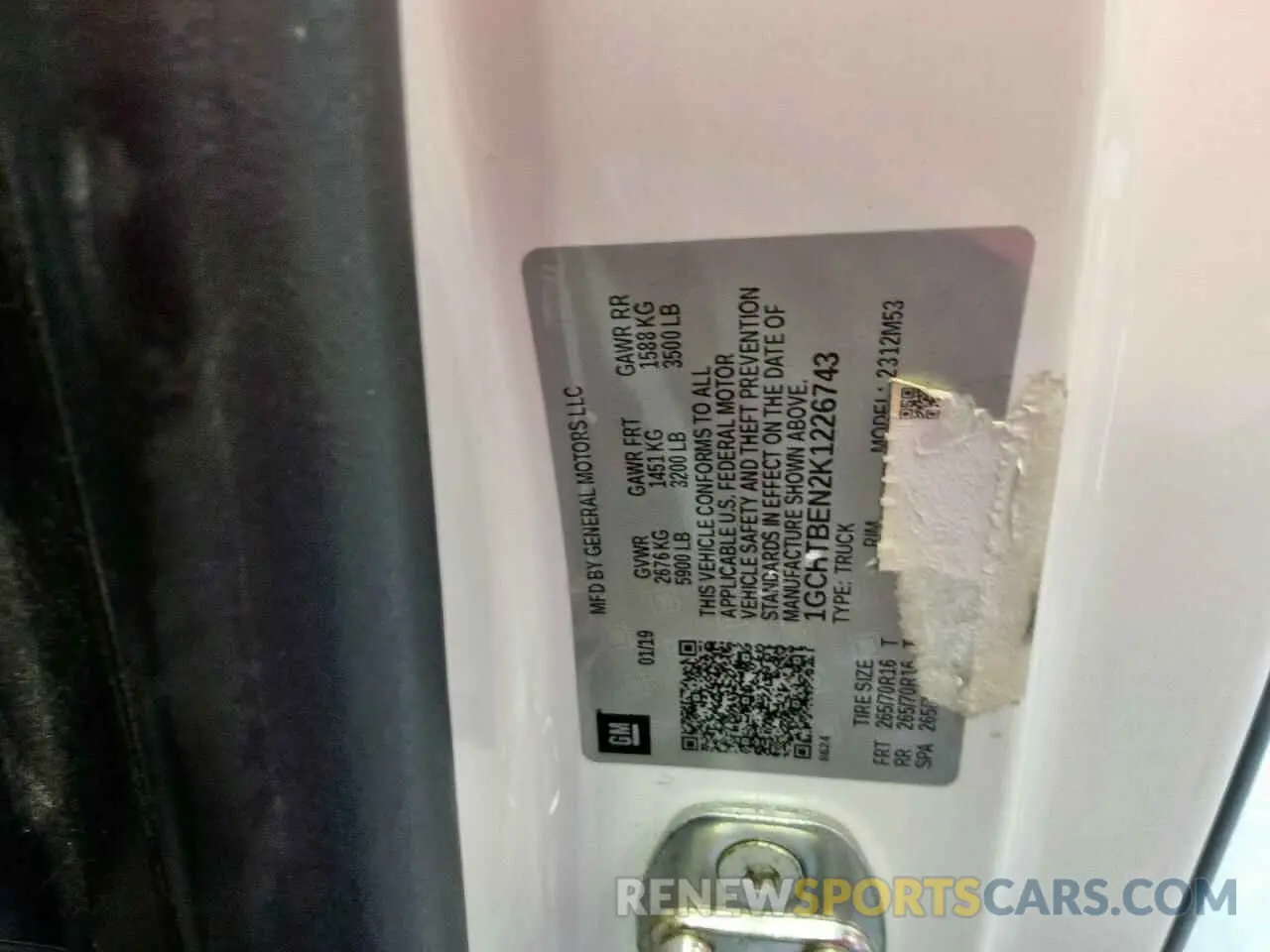 12 Photograph of a damaged car 1GCHTBEN2K1226743 CHEVROLET COLORADO 2019