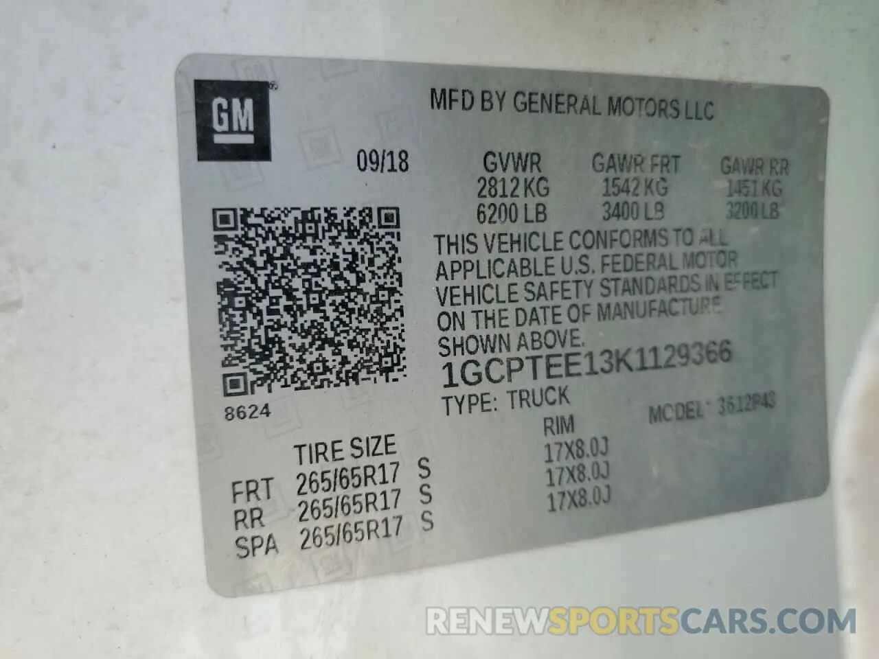 15 Photograph of a damaged car 1GCPTEE13K1129366 CHEVROLET COLORADO 2019