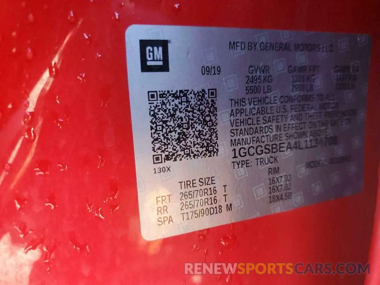 12 Photograph of a damaged car 1GCGSBEA4L1134708 CHEVROLET COLORADO 2020