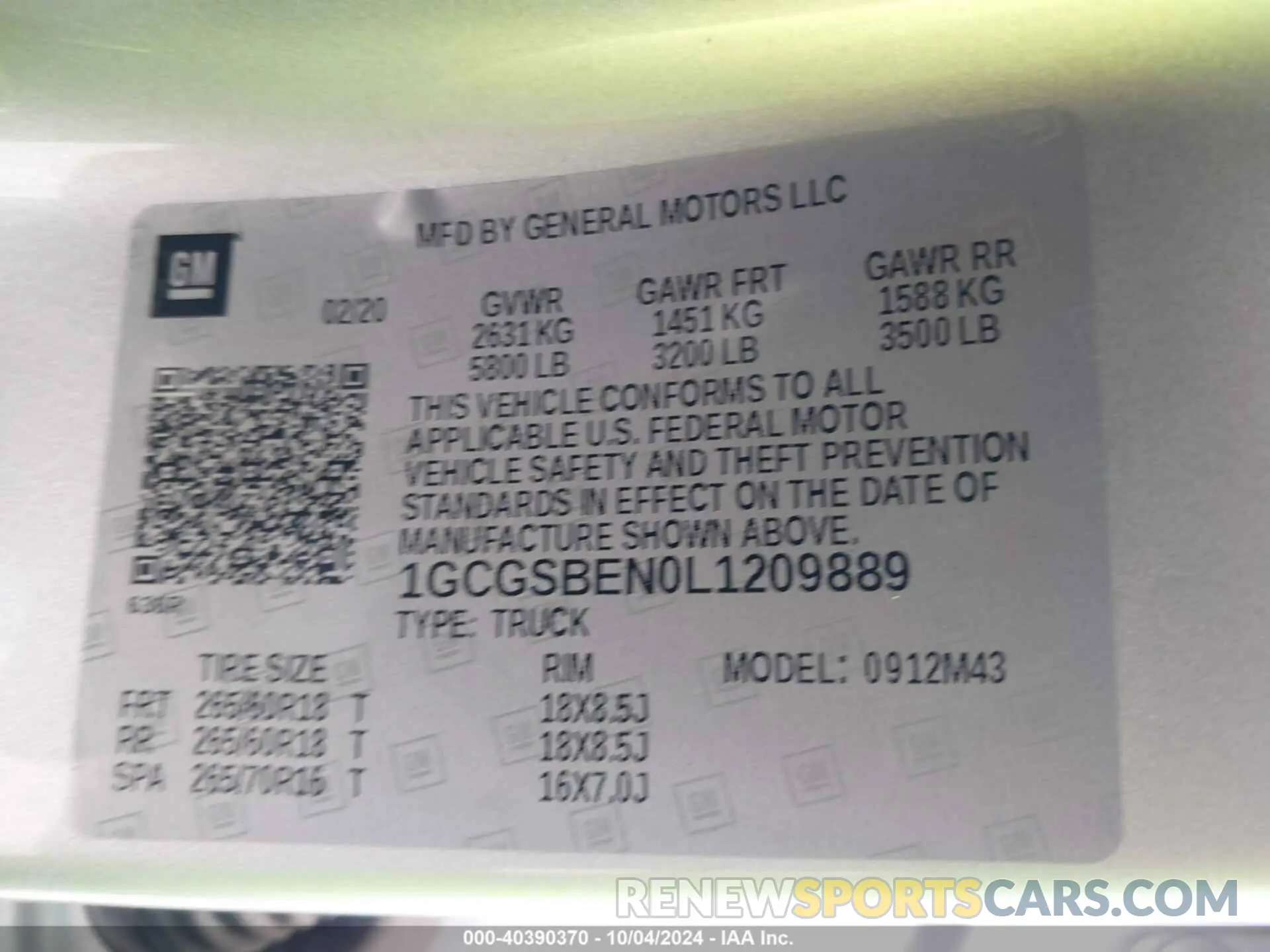 9 Photograph of a damaged car 1GCGSBEN0L1209889 CHEVROLET COLORADO 2020