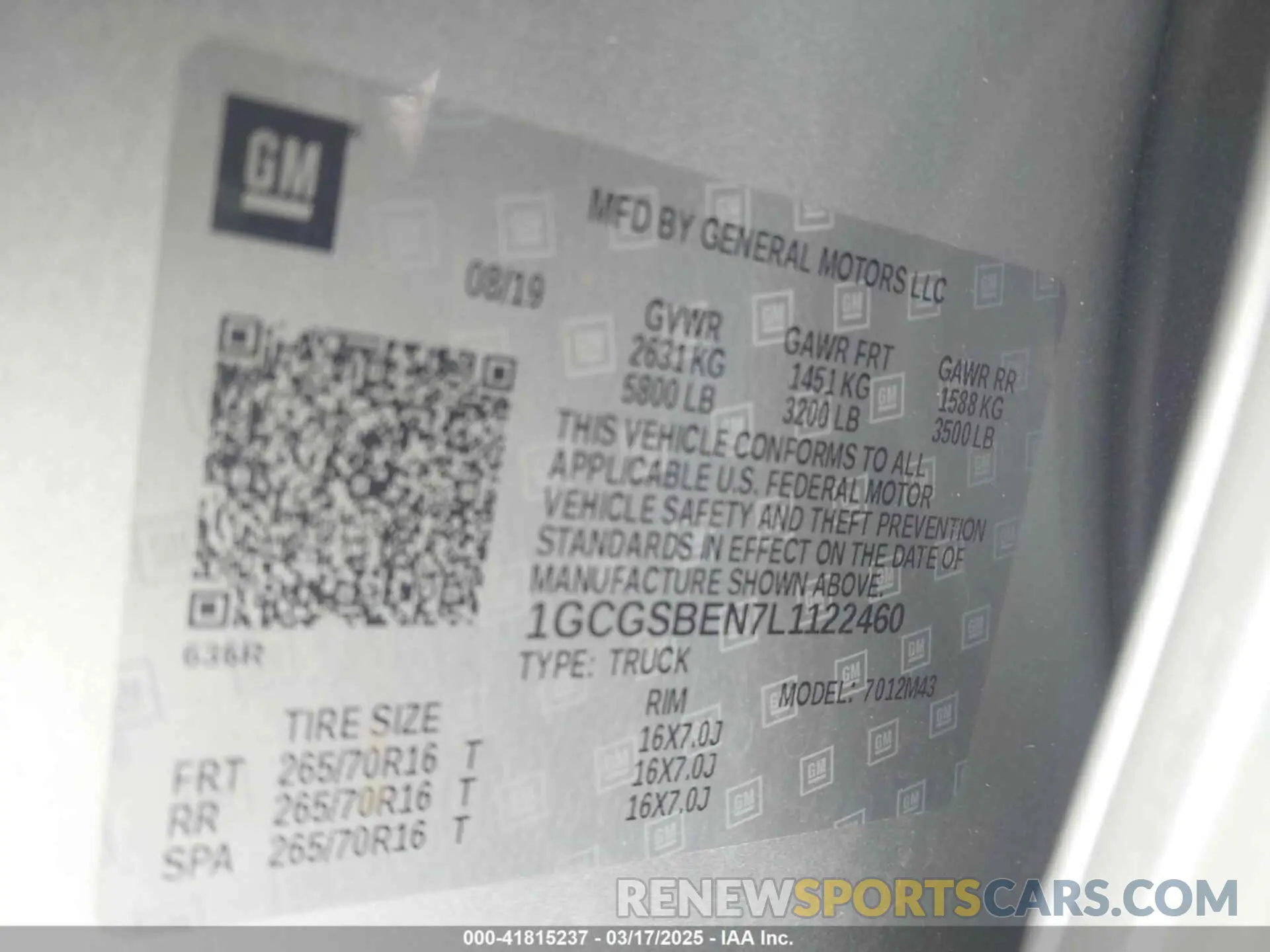 9 Photograph of a damaged car 1GCGSBEN7L1122460 CHEVROLET COLORADO 2020