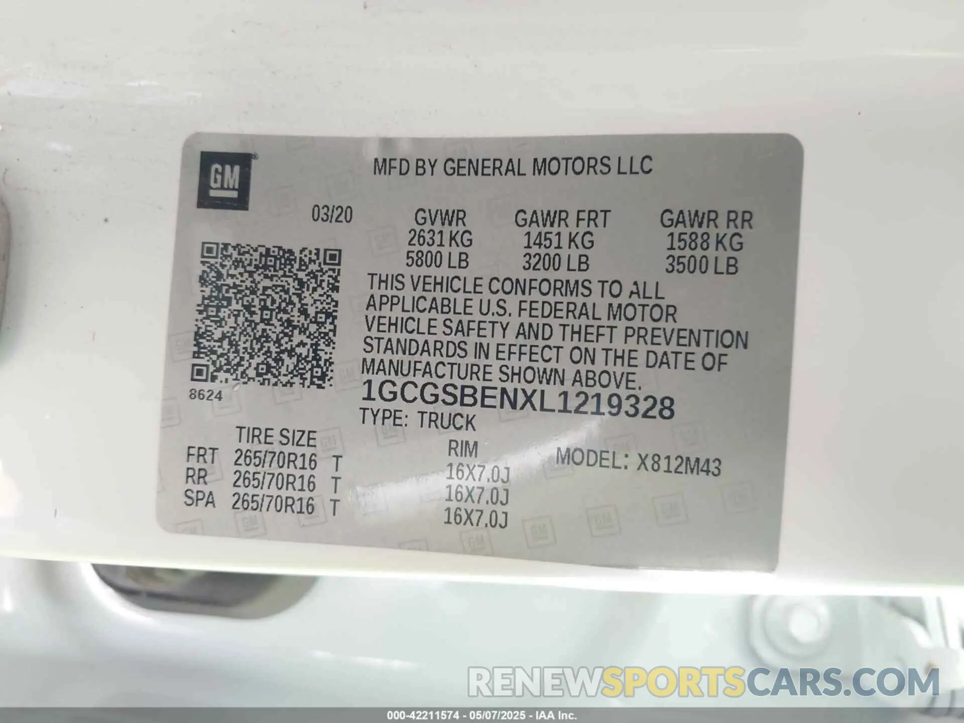 9 Photograph of a damaged car 1GCGSBENXL1219328 CHEVROLET COLORADO 2020
