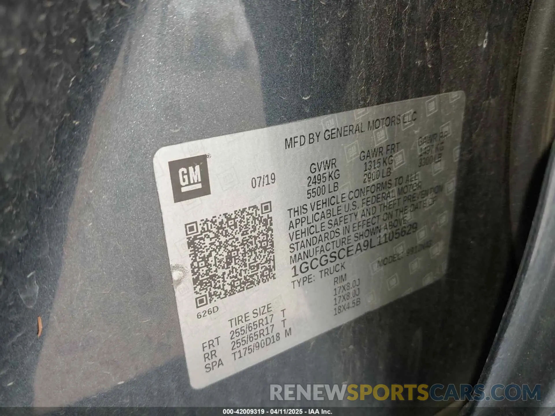 9 Photograph of a damaged car 1GCGSCEA9L1105629 CHEVROLET COLORADO 2020