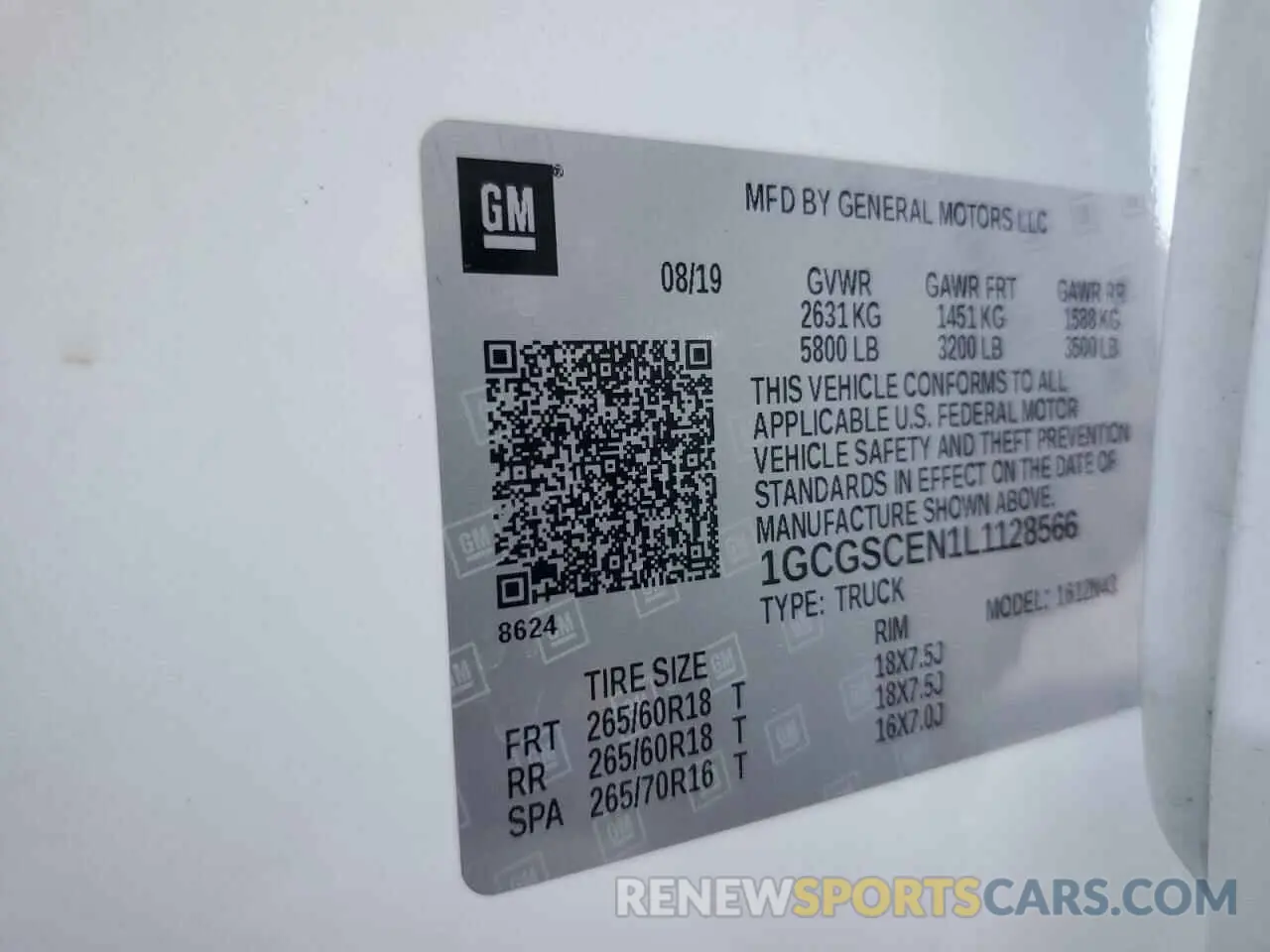 12 Photograph of a damaged car 1GCGSCEN1L1128566 CHEVROLET COLORADO 2020