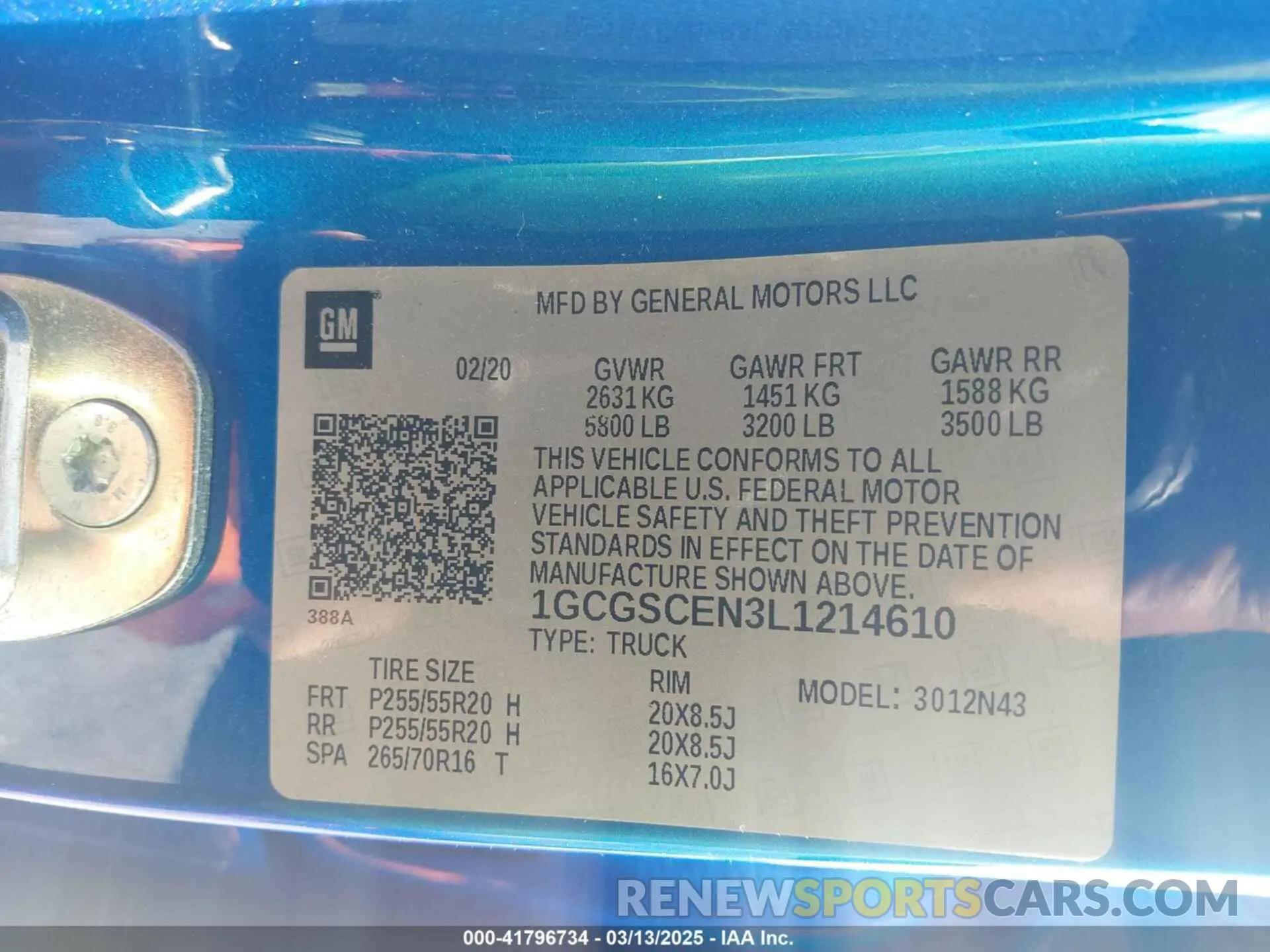 9 Photograph of a damaged car 1GCGSCEN3L1214610 CHEVROLET COLORADO 2020