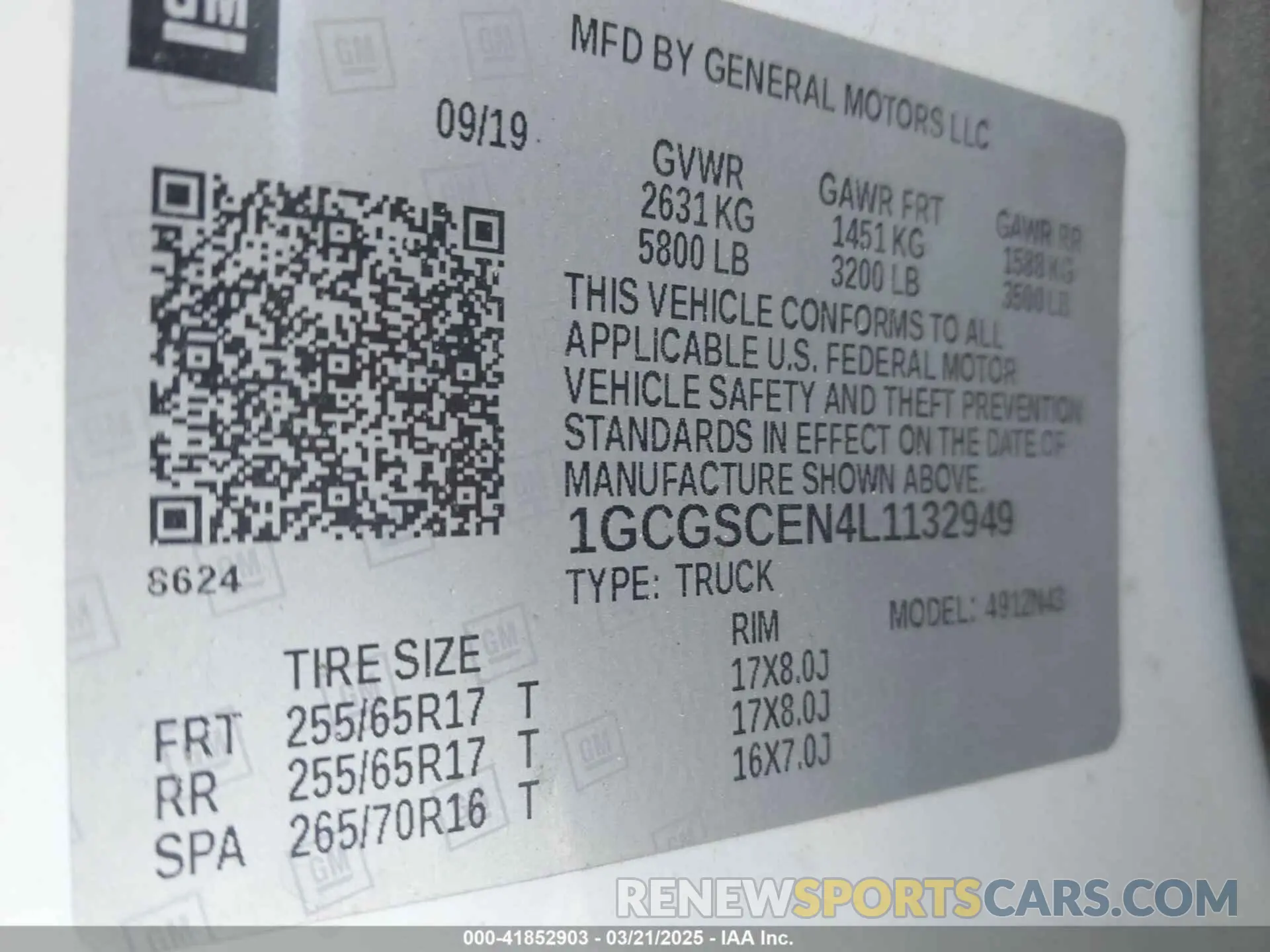 9 Photograph of a damaged car 1GCGSCEN4L1132949 CHEVROLET COLORADO 2020