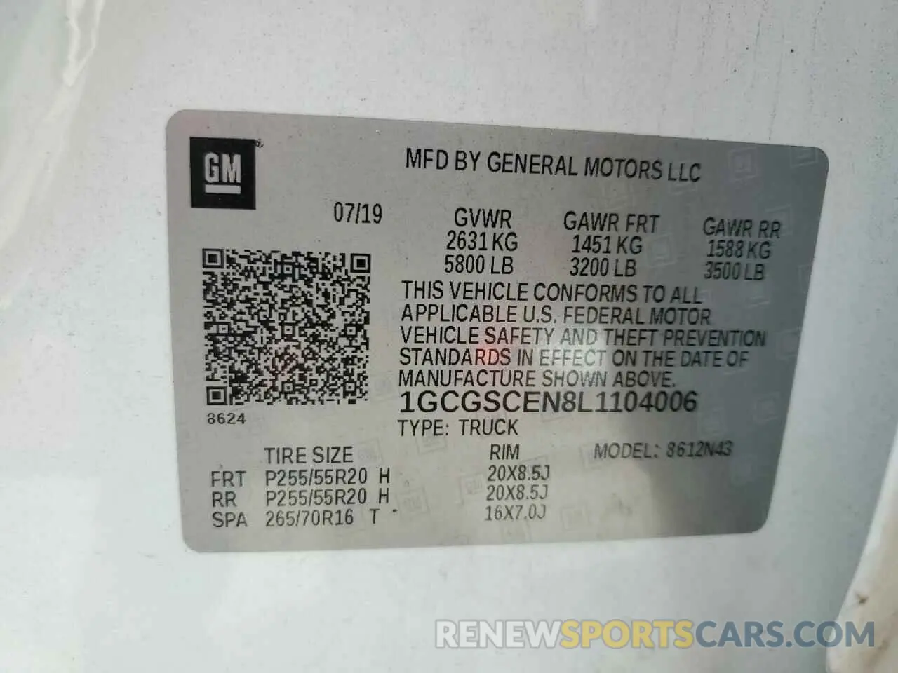 12 Photograph of a damaged car 1GCGSCEN8L1104006 CHEVROLET COLORADO 2020