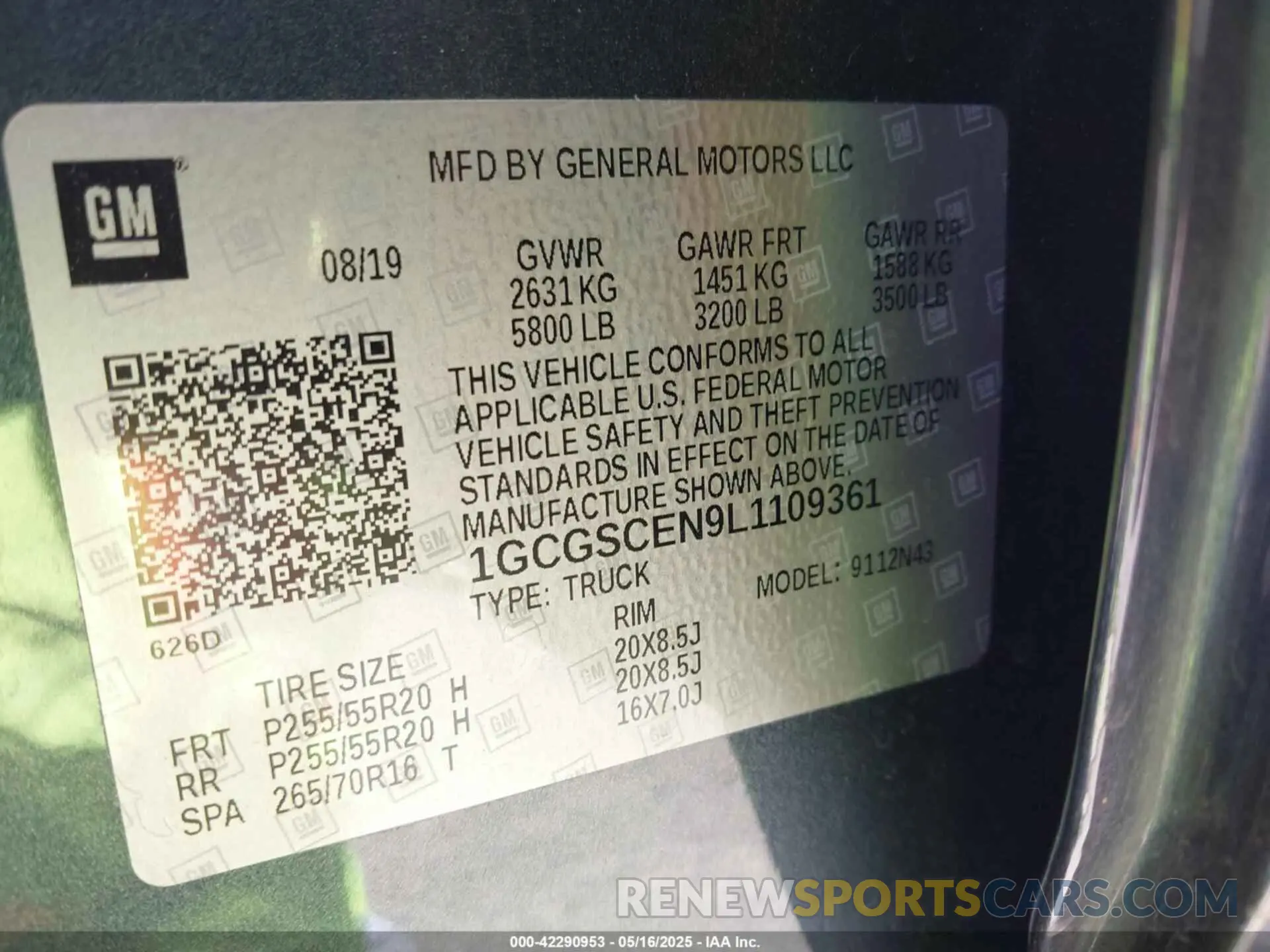 9 Photograph of a damaged car 1GCGSCEN9L1109361 CHEVROLET COLORADO 2020