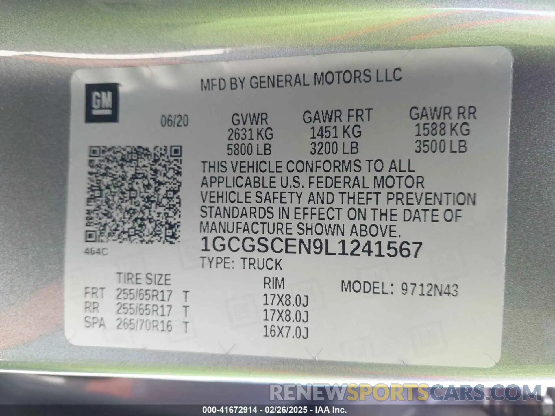 9 Photograph of a damaged car 1GCGSCEN9L1241567 CHEVROLET COLORADO 2020