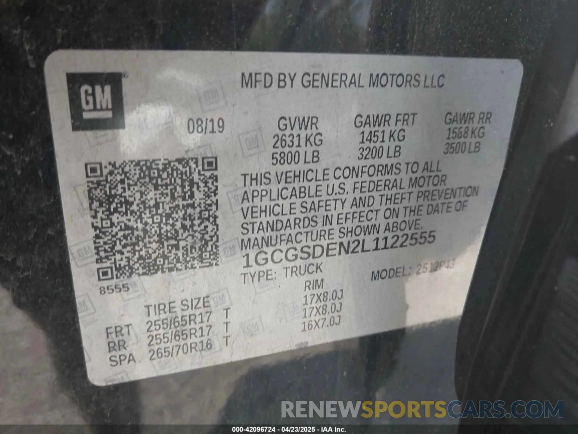 9 Photograph of a damaged car 1GCGSDEN2L1122555 CHEVROLET COLORADO 2020