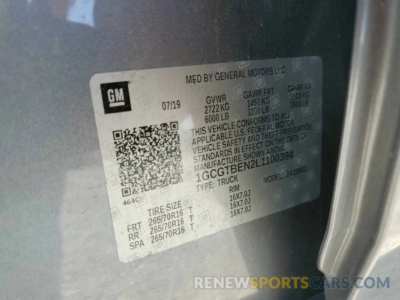 15 Photograph of a damaged car 1GCGTBEN2L1100394 CHEVROLET COLORADO 2020