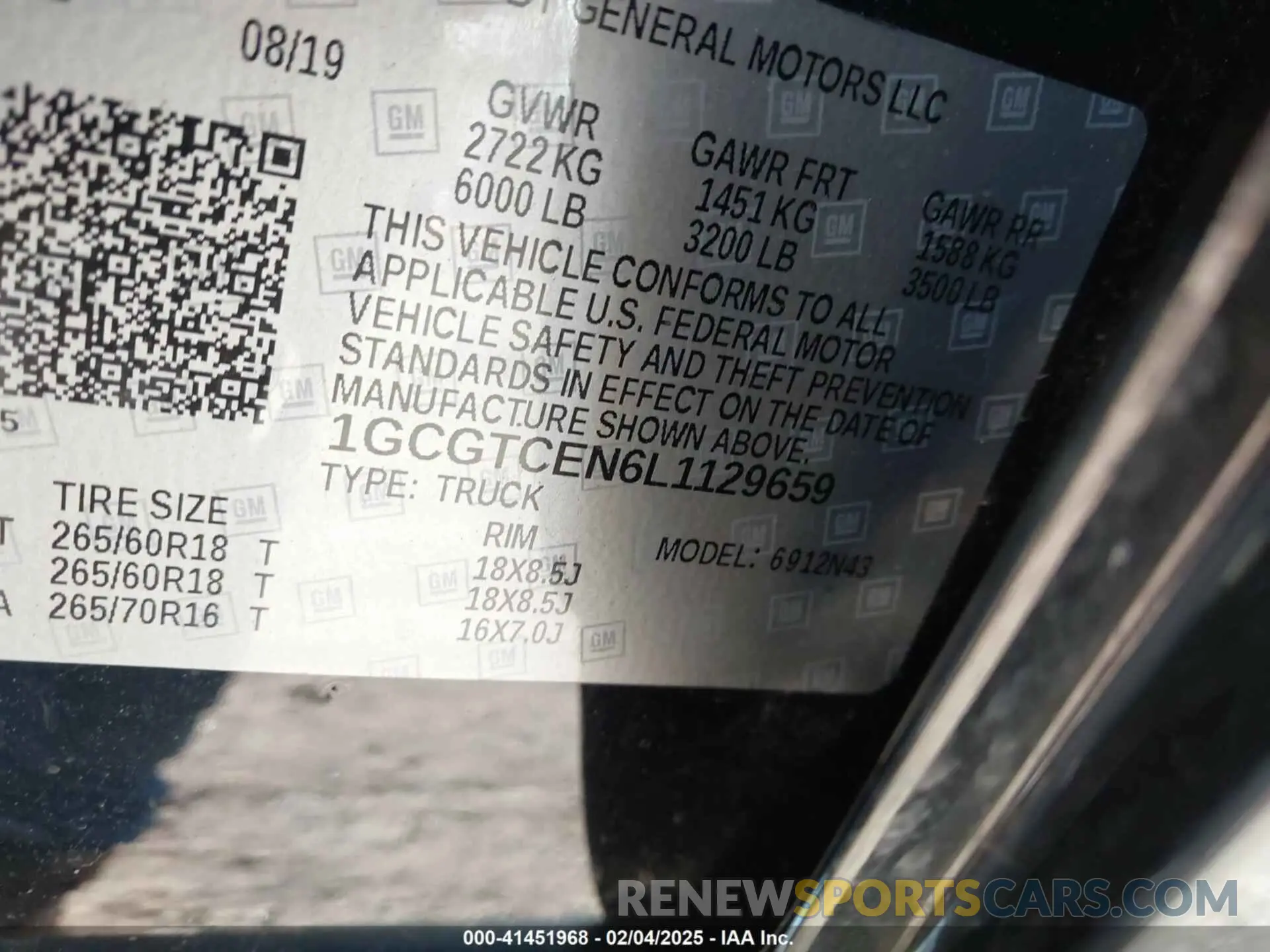 9 Photograph of a damaged car 1GCGTCEN6L1129659 CHEVROLET COLORADO 2020