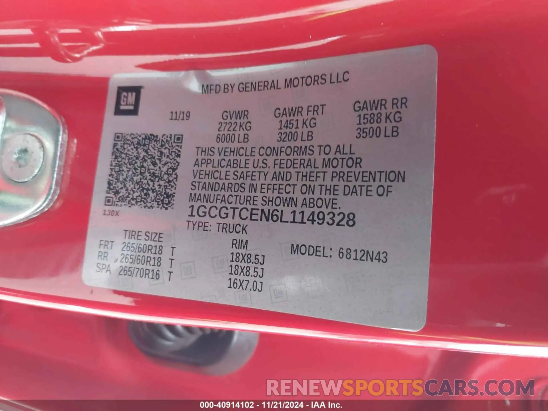 9 Photograph of a damaged car 1GCGTCEN6L1149328 CHEVROLET COLORADO 2020