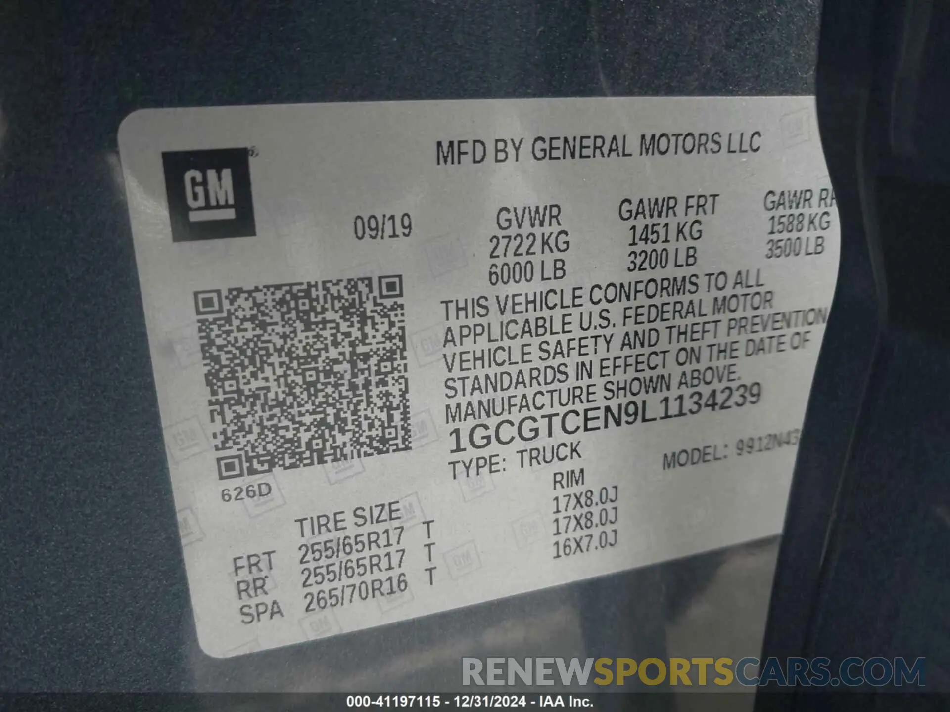 9 Photograph of a damaged car 1GCGTCEN9L1134239 CHEVROLET COLORADO 2020