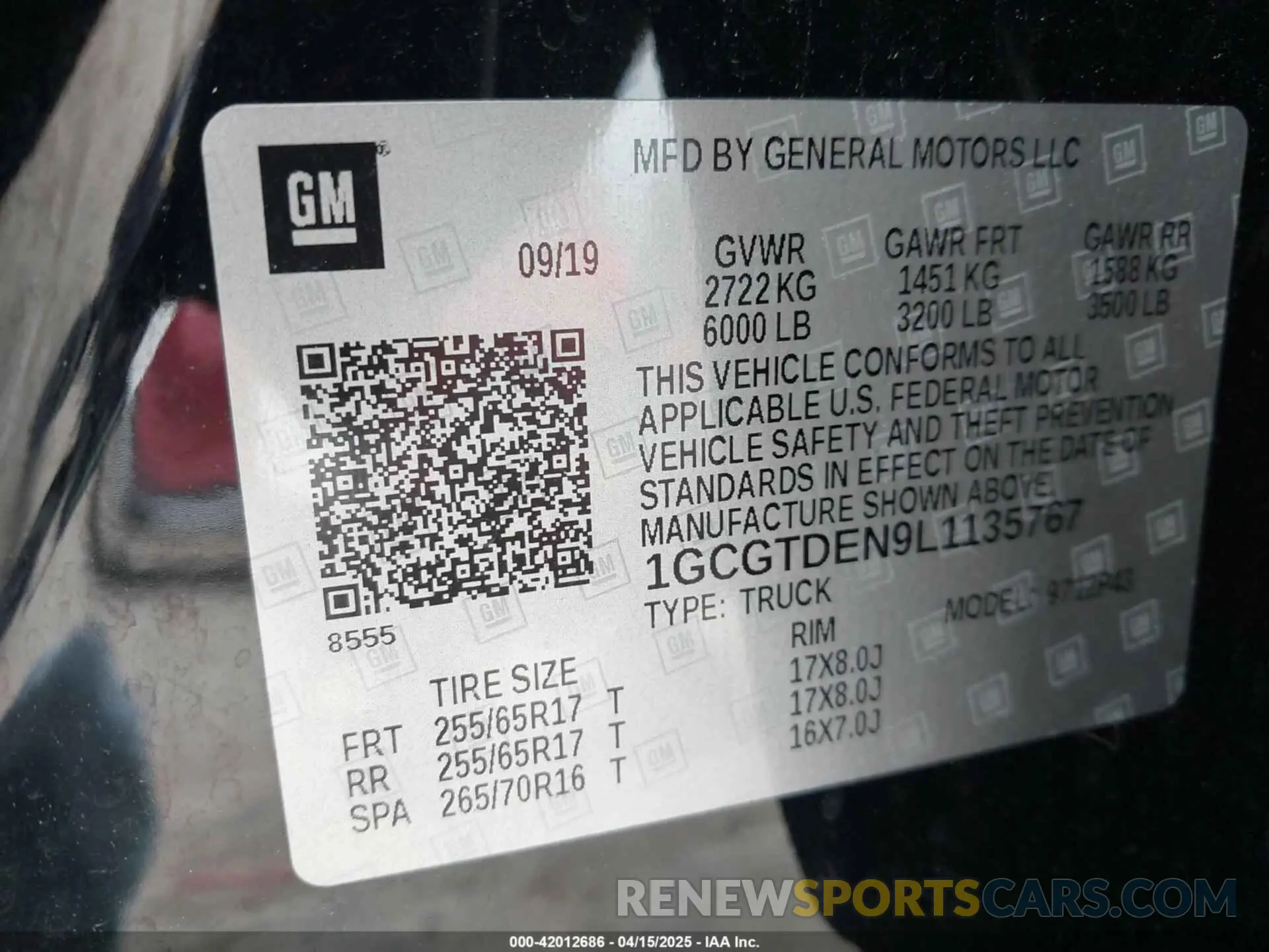 9 Photograph of a damaged car 1GCGTDEN9L1135767 CHEVROLET COLORADO 2020