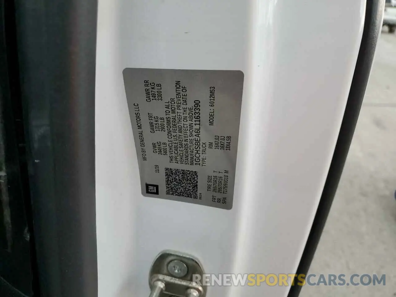 12 Photograph of a damaged car 1GCHSBEA6L1163390 CHEVROLET COLORADO 2020