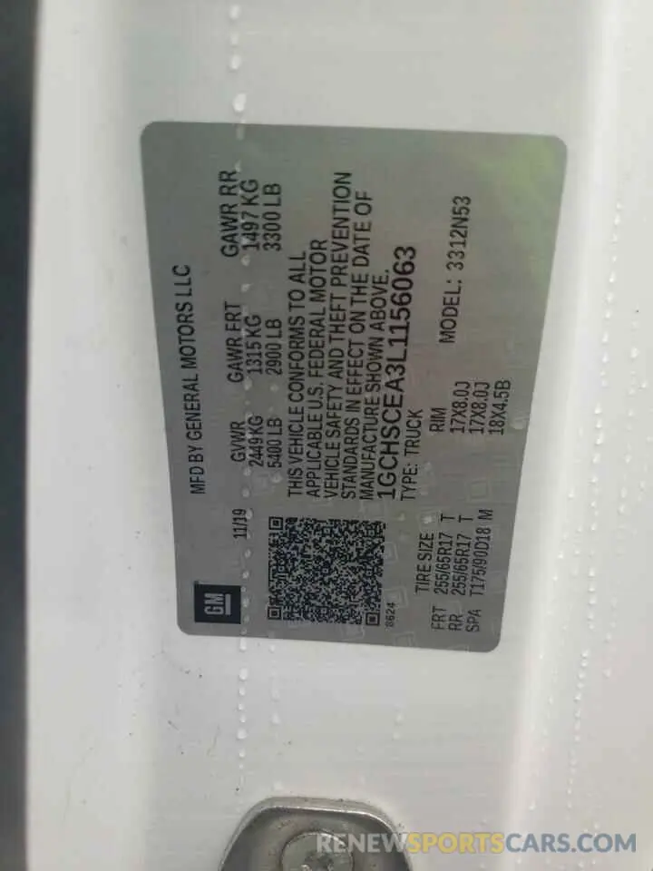 14 Photograph of a damaged car 1GCHSCEA3L1156063 CHEVROLET COLORADO 2020