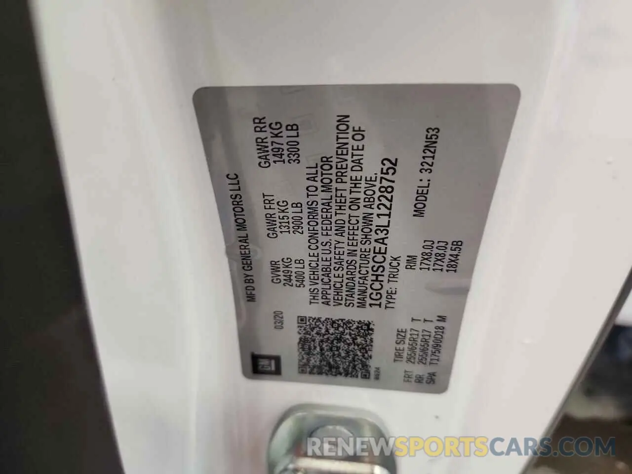 13 Photograph of a damaged car 1GCHSCEA3L1228752 CHEVROLET COLORADO 2020