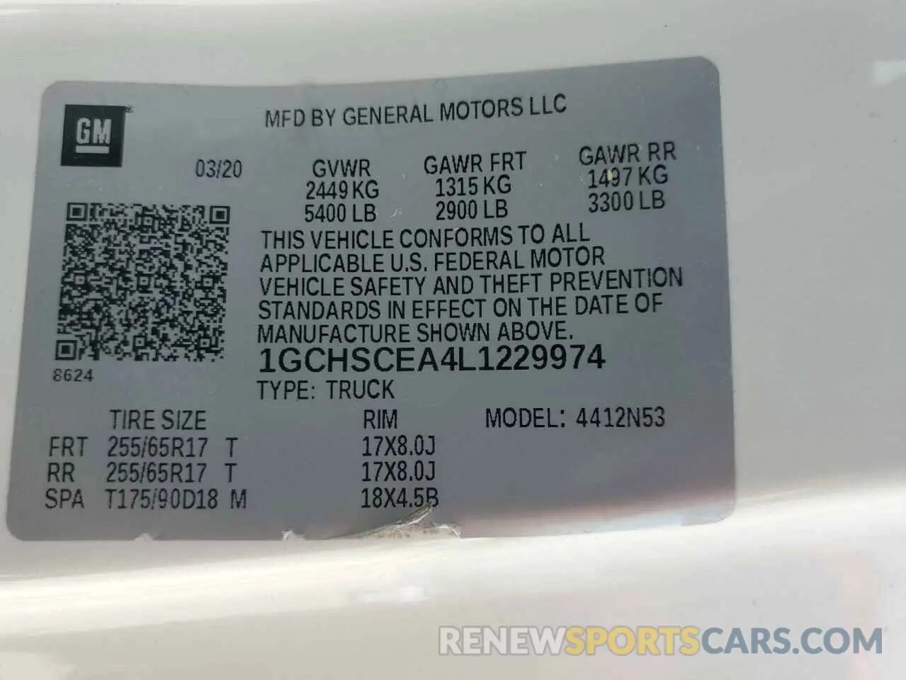 12 Photograph of a damaged car 1GCHSCEA4L1229974 CHEVROLET COLORADO 2020