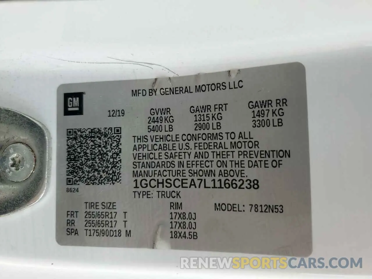 12 Photograph of a damaged car 1GCHSCEA7L1166238 CHEVROLET COLORADO 2020