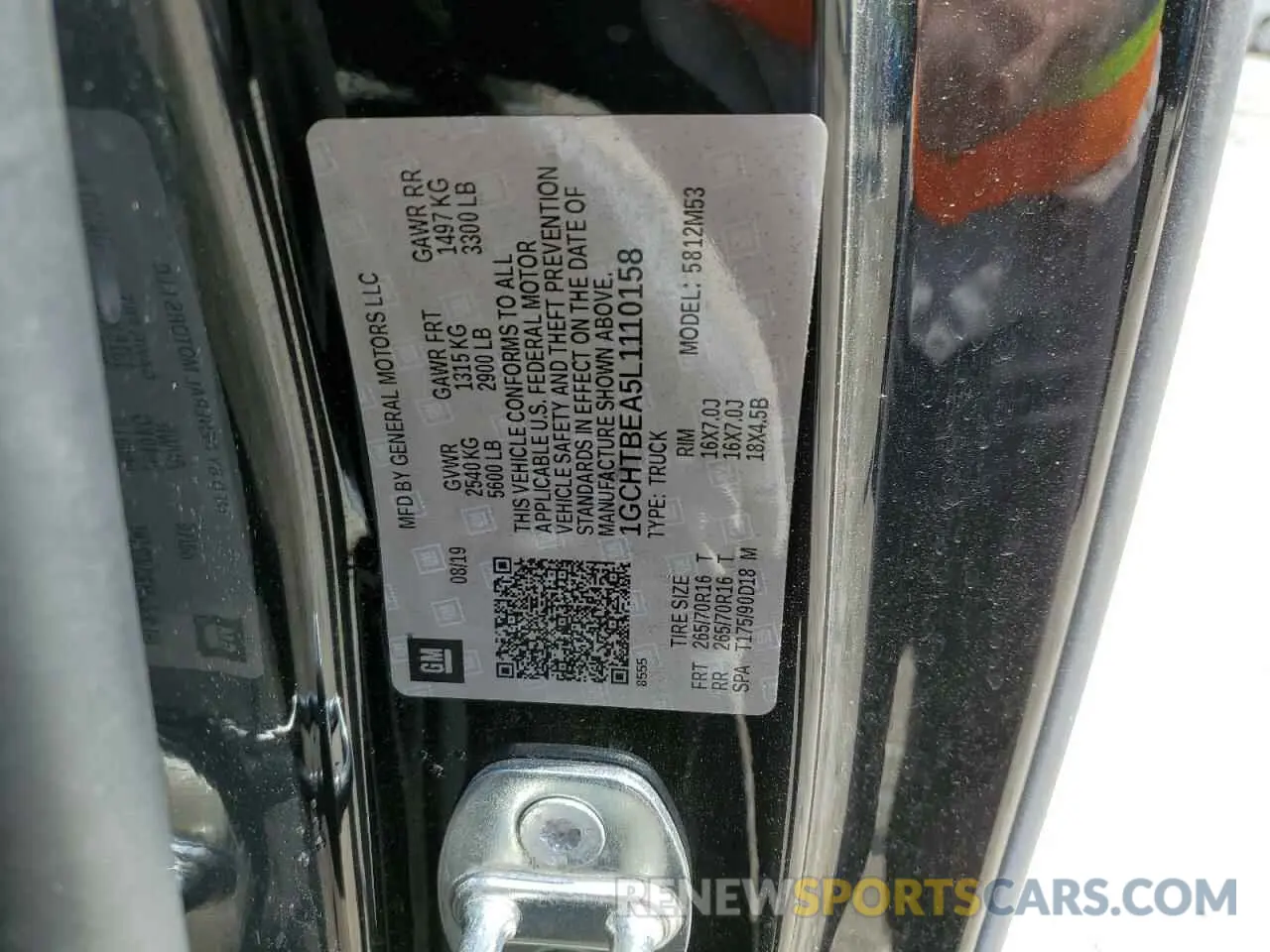 12 Photograph of a damaged car 1GCHTBEA5L1110158 CHEVROLET COLORADO 2020