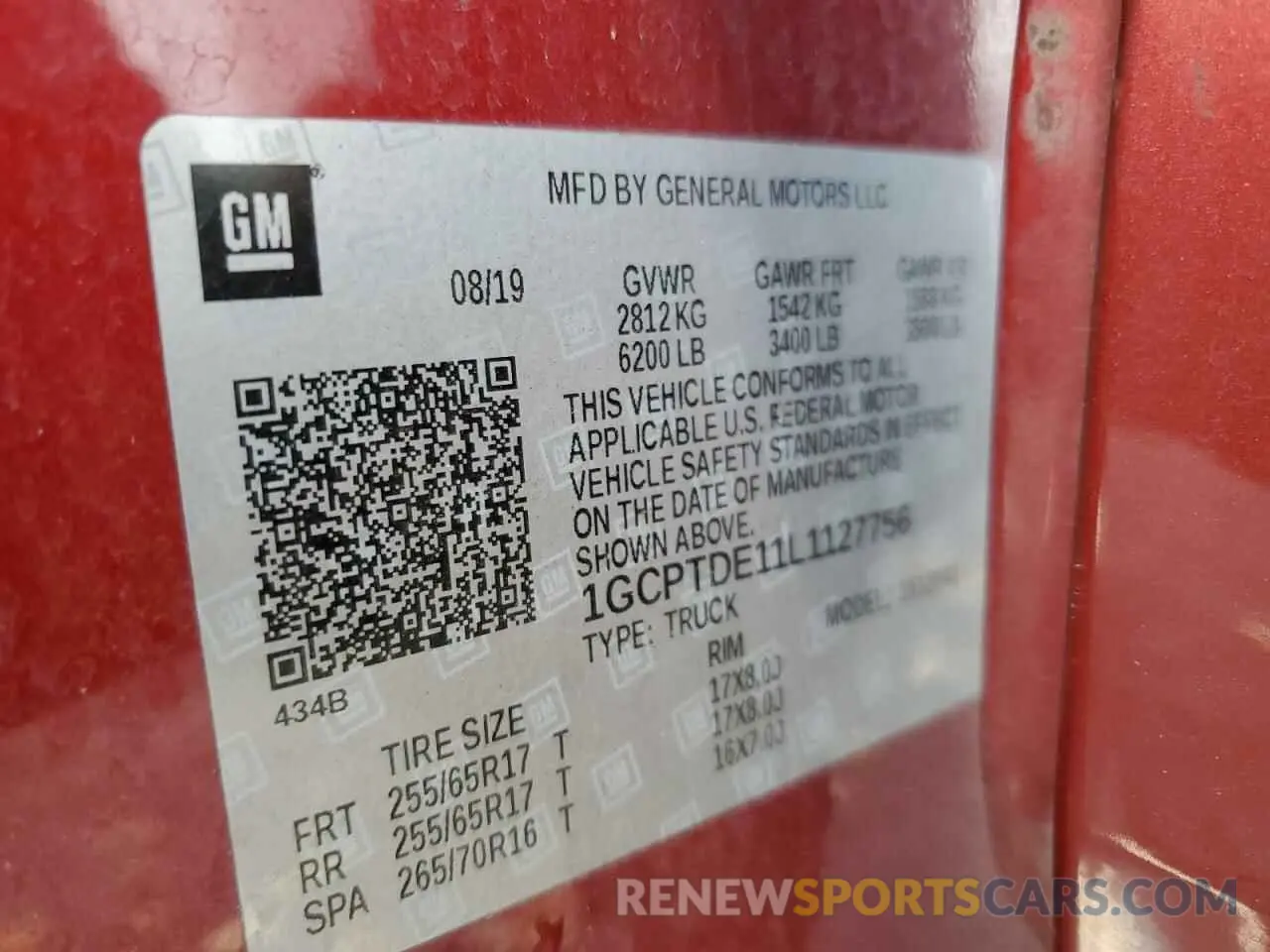 14 Photograph of a damaged car 1GCPTDE11L1127756 CHEVROLET COLORADO 2020