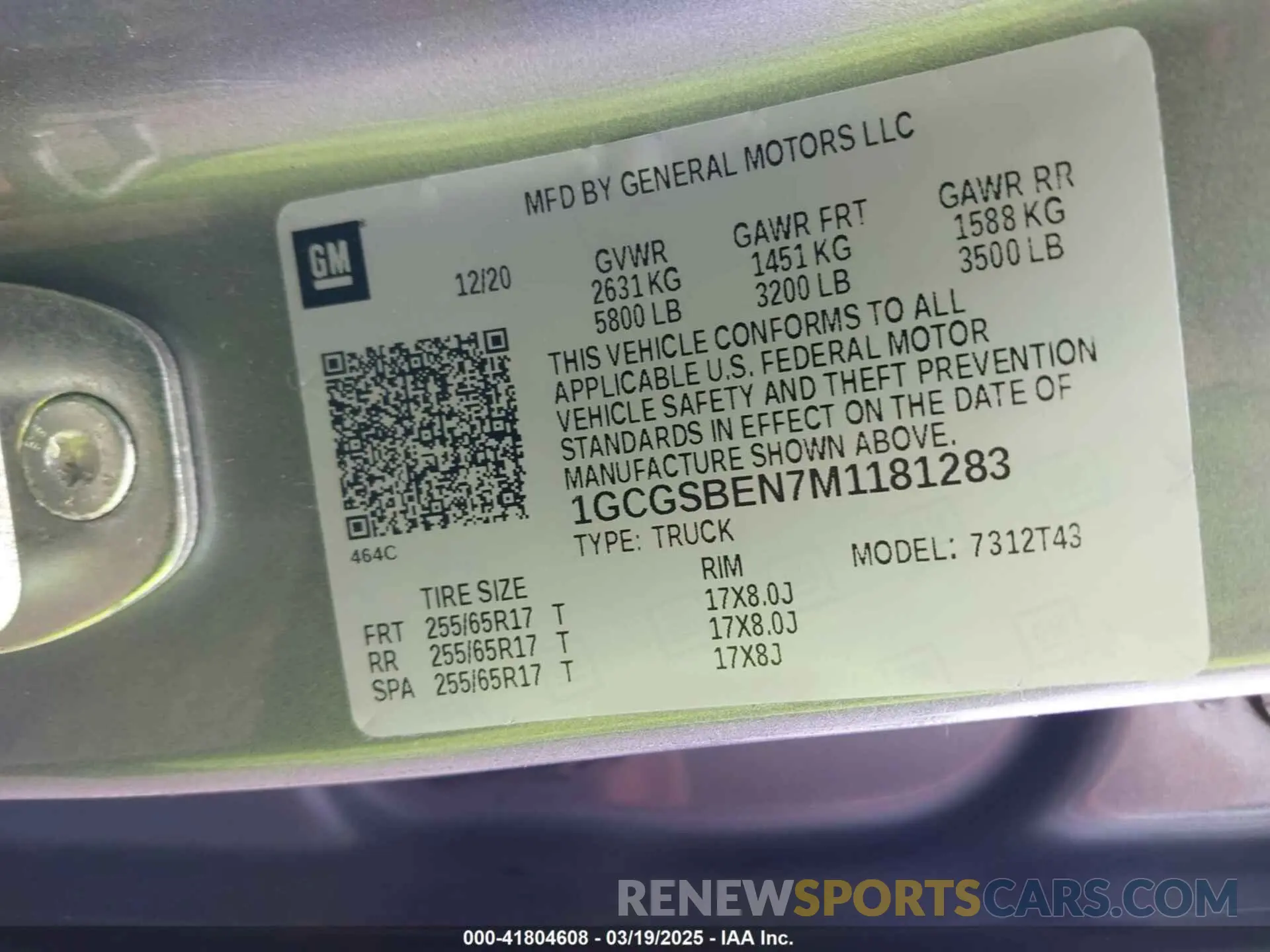 9 Photograph of a damaged car 1GCGSBEN7M1181283 CHEVROLET COLORADO 2021
