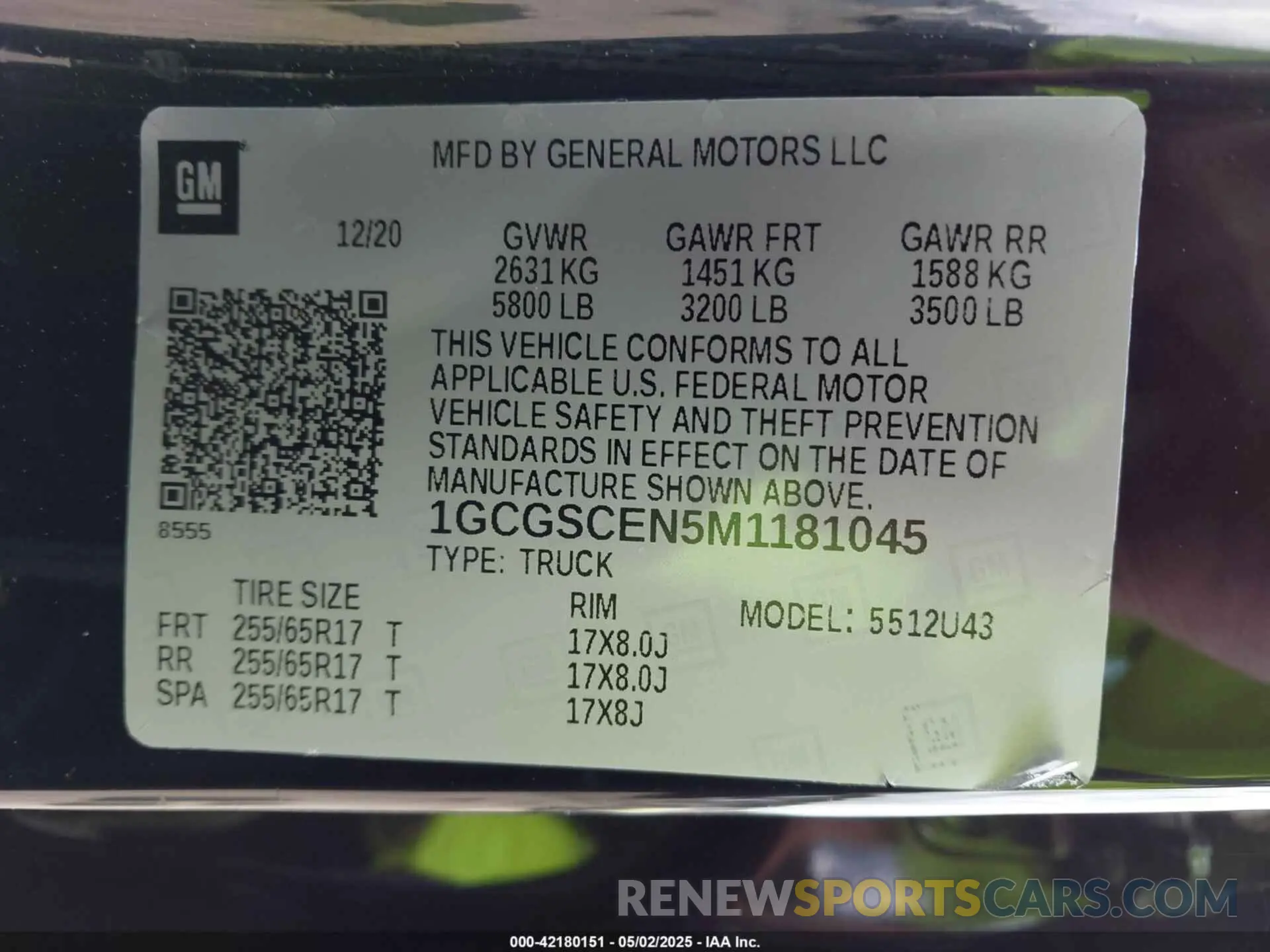 9 Photograph of a damaged car 1GCGSCEN5M1181045 CHEVROLET COLORADO 2021