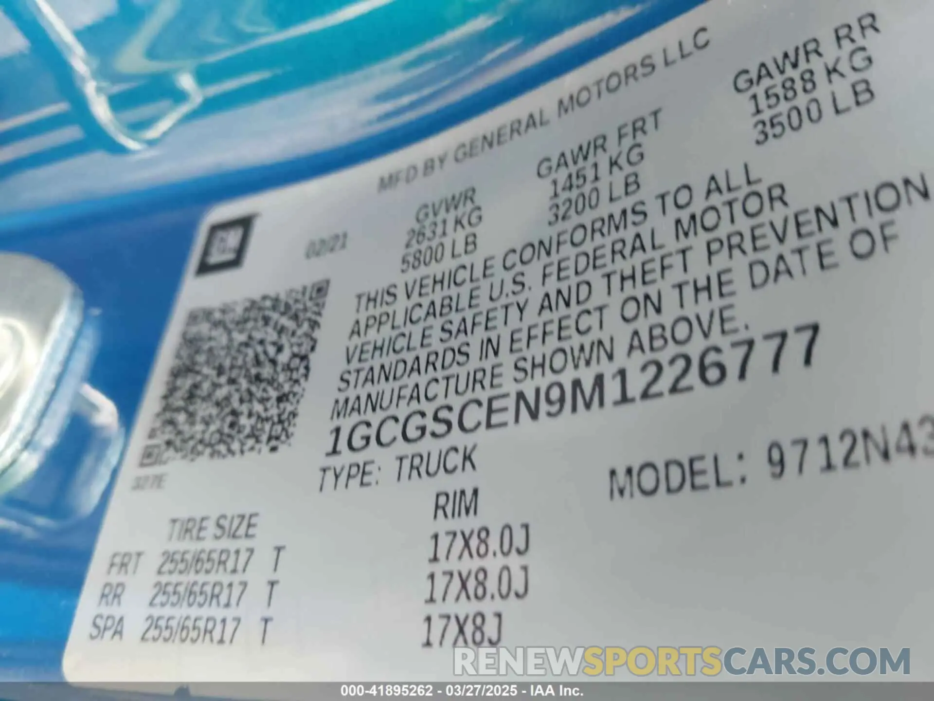 9 Photograph of a damaged car 1GCGSCEN9M1226777 CHEVROLET COLORADO 2021