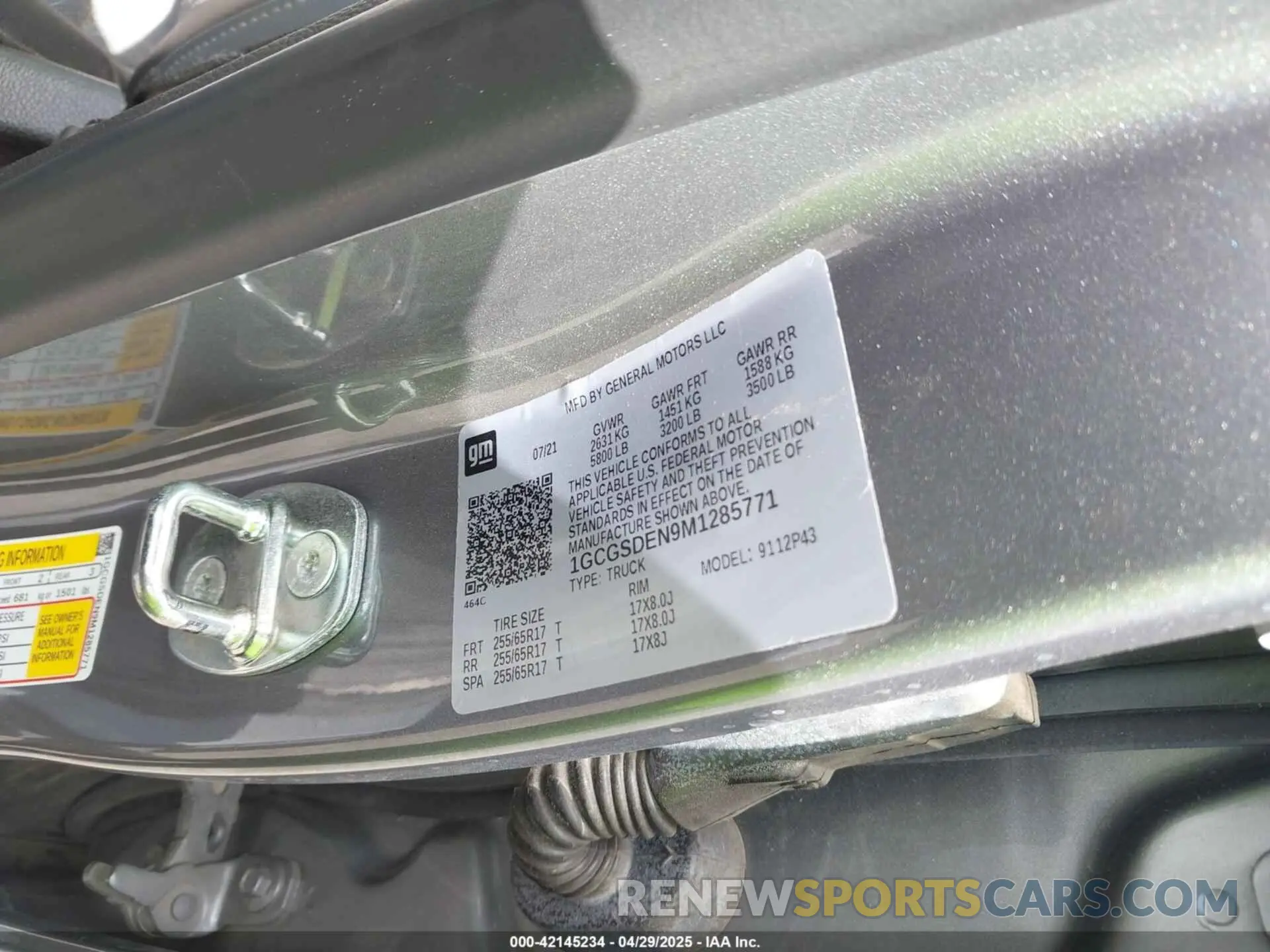 9 Photograph of a damaged car 1GCGSDEN9M1285771 CHEVROLET COLORADO 2021