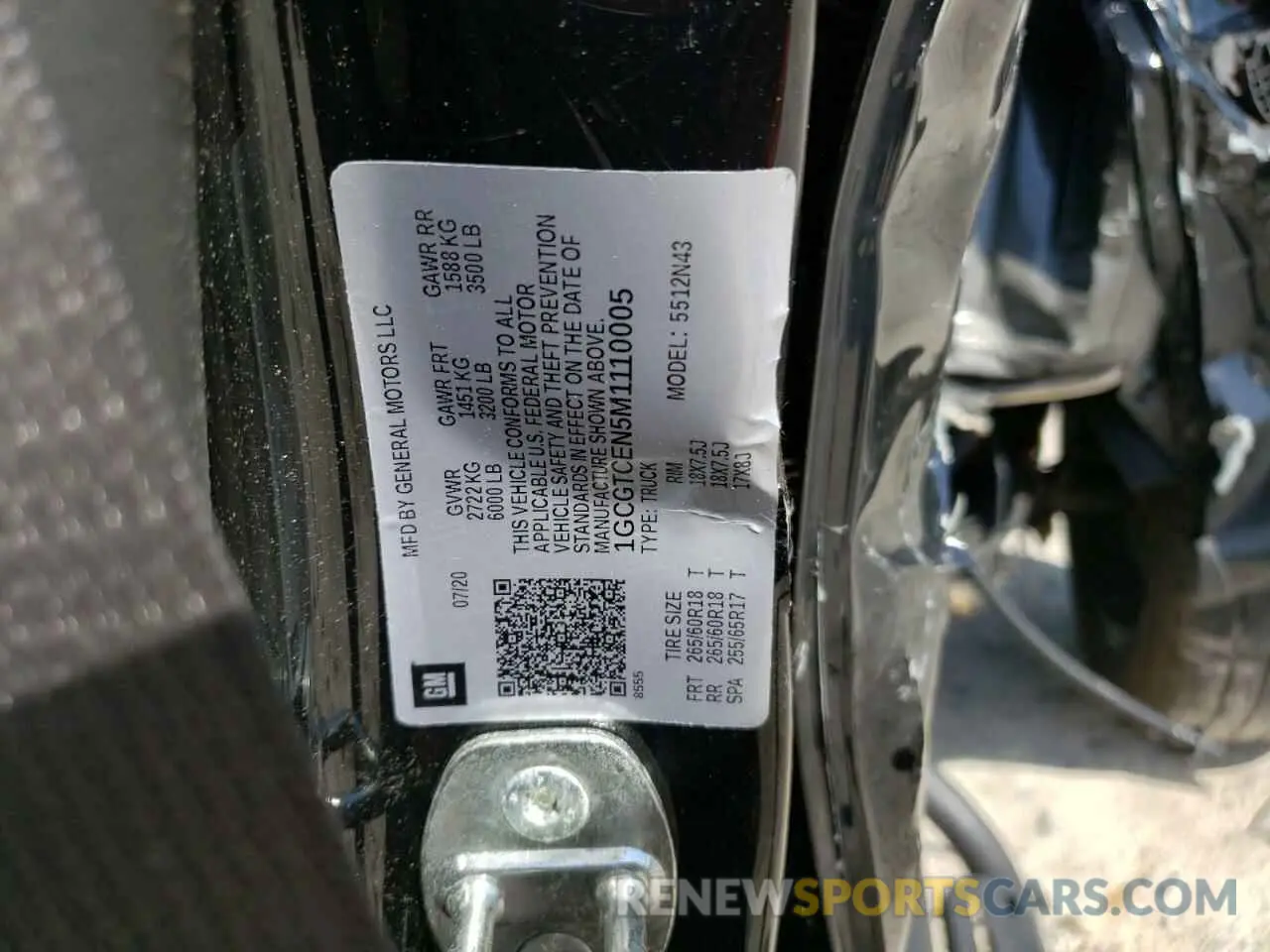 12 Photograph of a damaged car 1GCGTCEN5M1110005 CHEVROLET COLORADO 2021