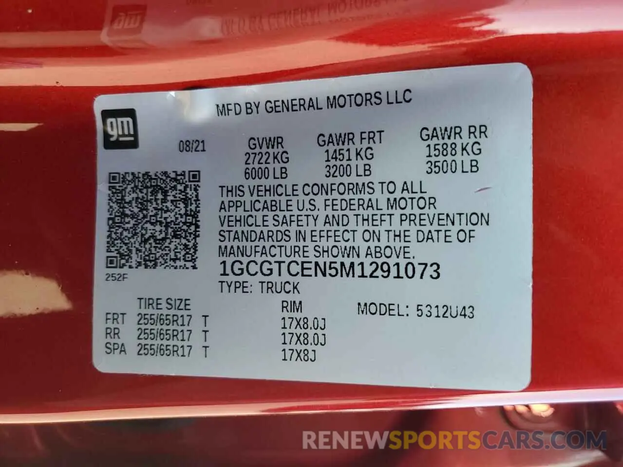 12 Photograph of a damaged car 1GCGTCEN5M1291073 CHEVROLET COLORADO 2021