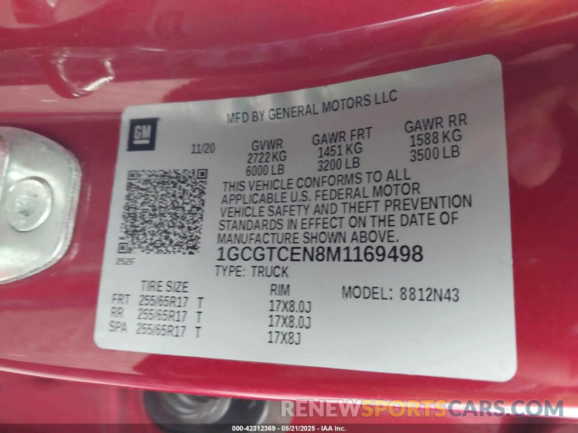 9 Photograph of a damaged car 1GCGTCEN8M1169498 CHEVROLET COLORADO 2021