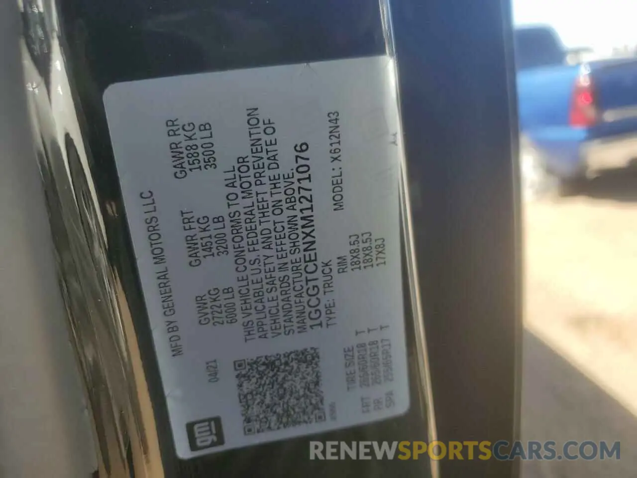 14 Photograph of a damaged car 1GCGTCENXM1271076 CHEVROLET COLORADO 2021