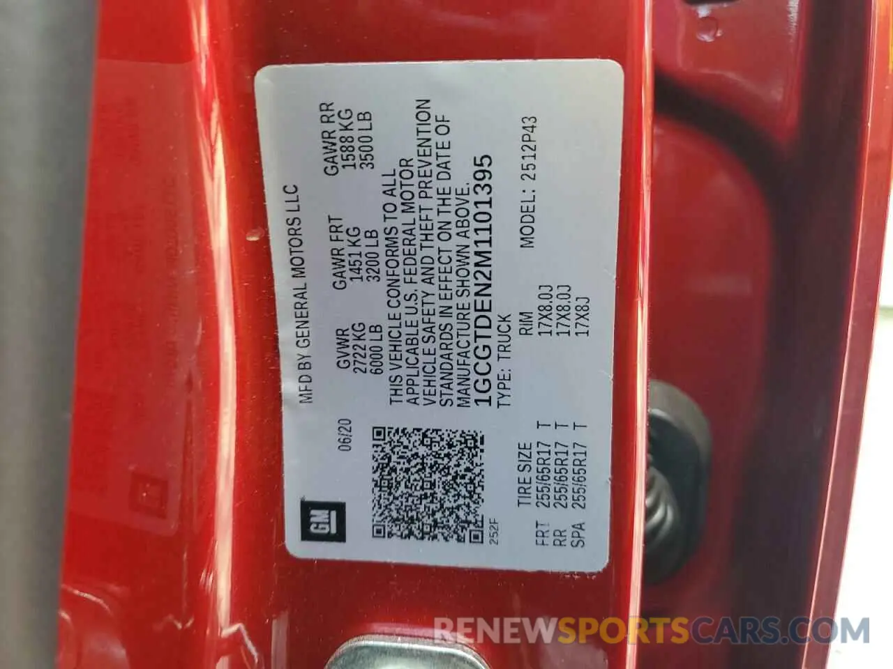 12 Photograph of a damaged car 1GCGTDEN2M1101395 CHEVROLET COLORADO 2021