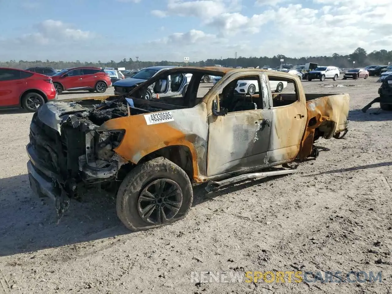 1 Photograph of a damaged car 1GCGTDENXM1168262 CHEVROLET COLORADO 2021
