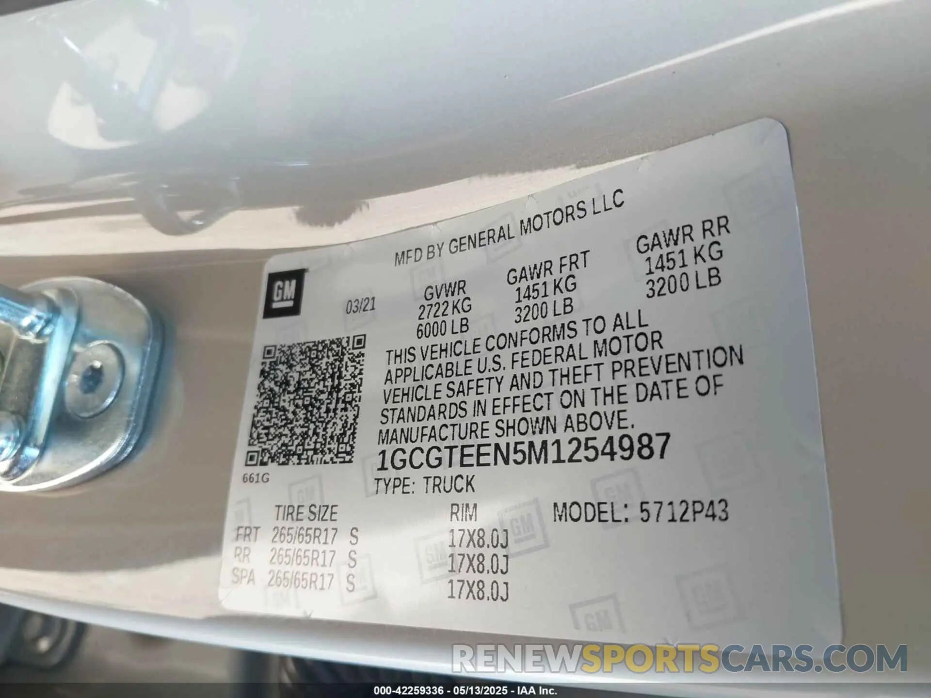 9 Photograph of a damaged car 1GCGTEEN5M1254987 CHEVROLET COLORADO 2021