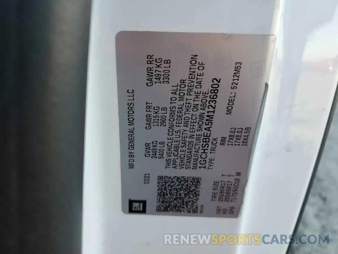 12 Photograph of a damaged car 1GCHSBEA5M1236802 CHEVROLET COLORADO 2021