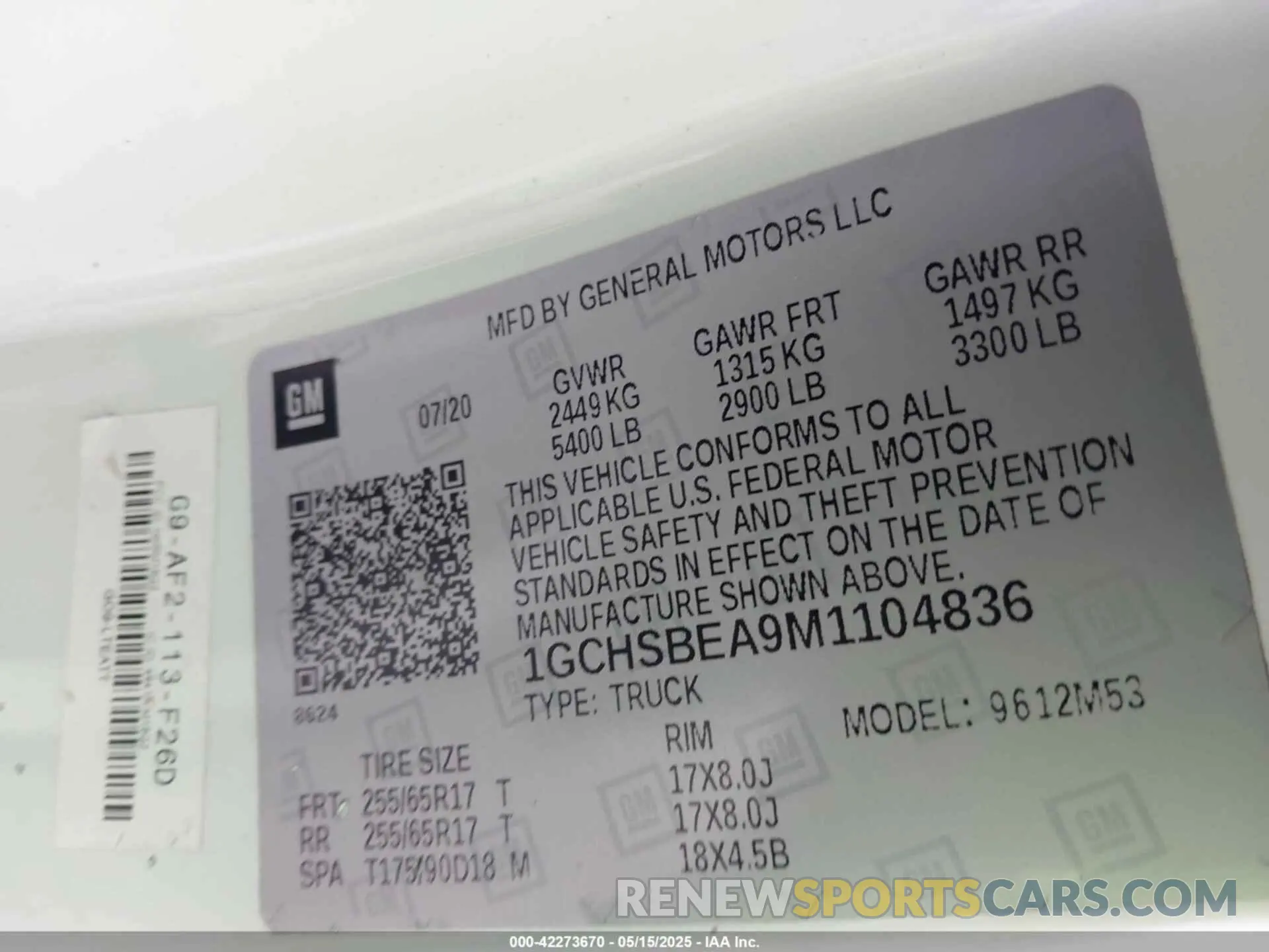 9 Photograph of a damaged car 1GCHSBEA9M1104836 CHEVROLET COLORADO 2021