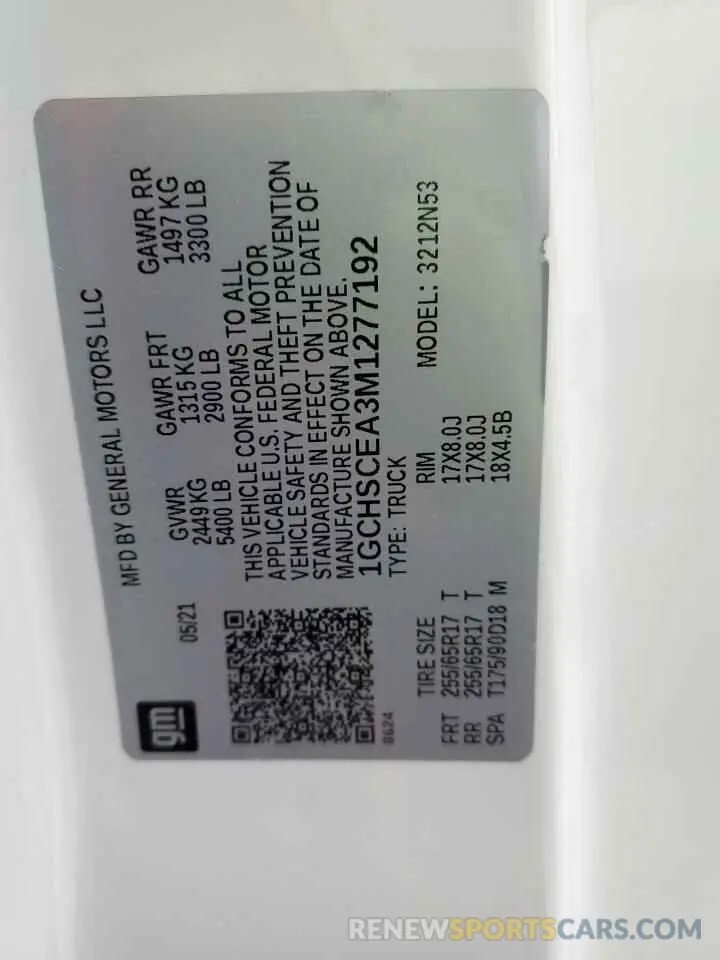 12 Photograph of a damaged car 1GCHSCEA3M1277192 CHEVROLET COLORADO 2021