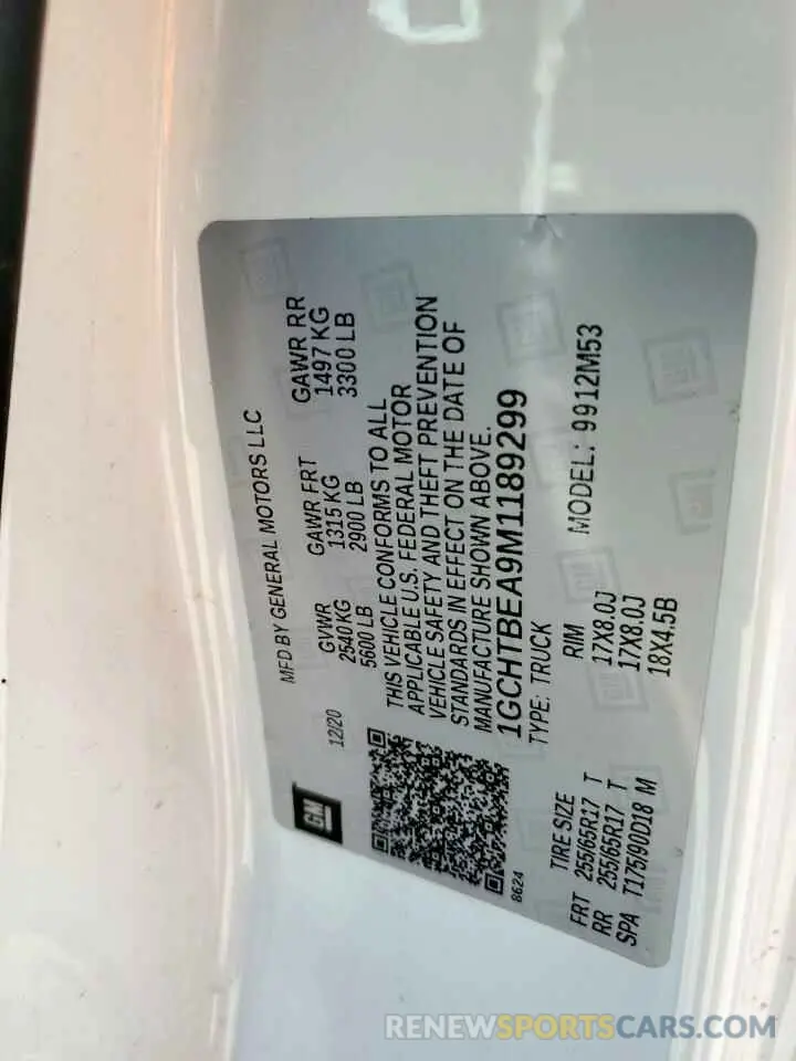 12 Photograph of a damaged car 1GCHTBEA9M1189299 CHEVROLET COLORADO 2021