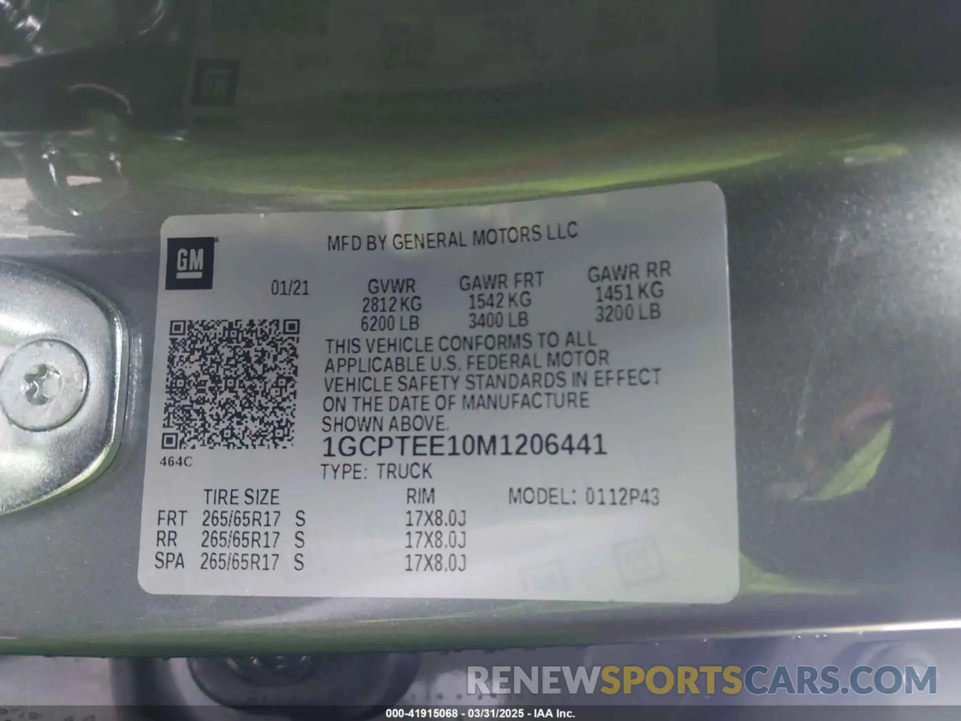 9 Photograph of a damaged car 1GCPTEE10M1206441 CHEVROLET COLORADO 2021