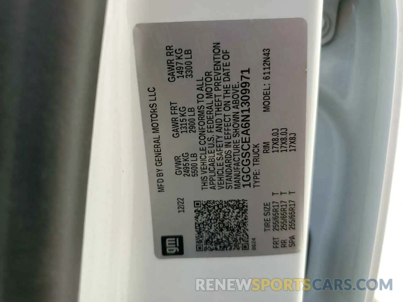 12 Photograph of a damaged car 1GCGSCEA6N1309971 CHEVROLET COLORADO 2022